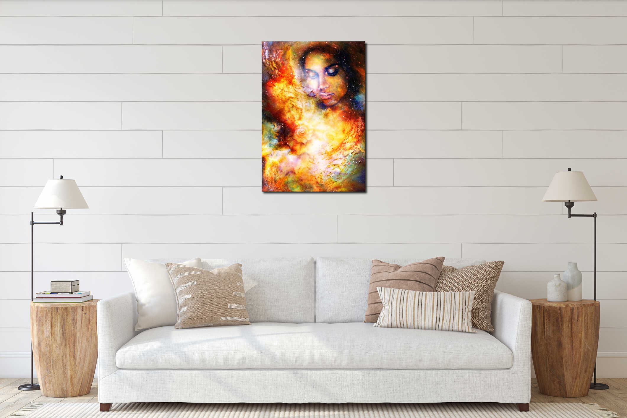 Canvas hanging interior mockup