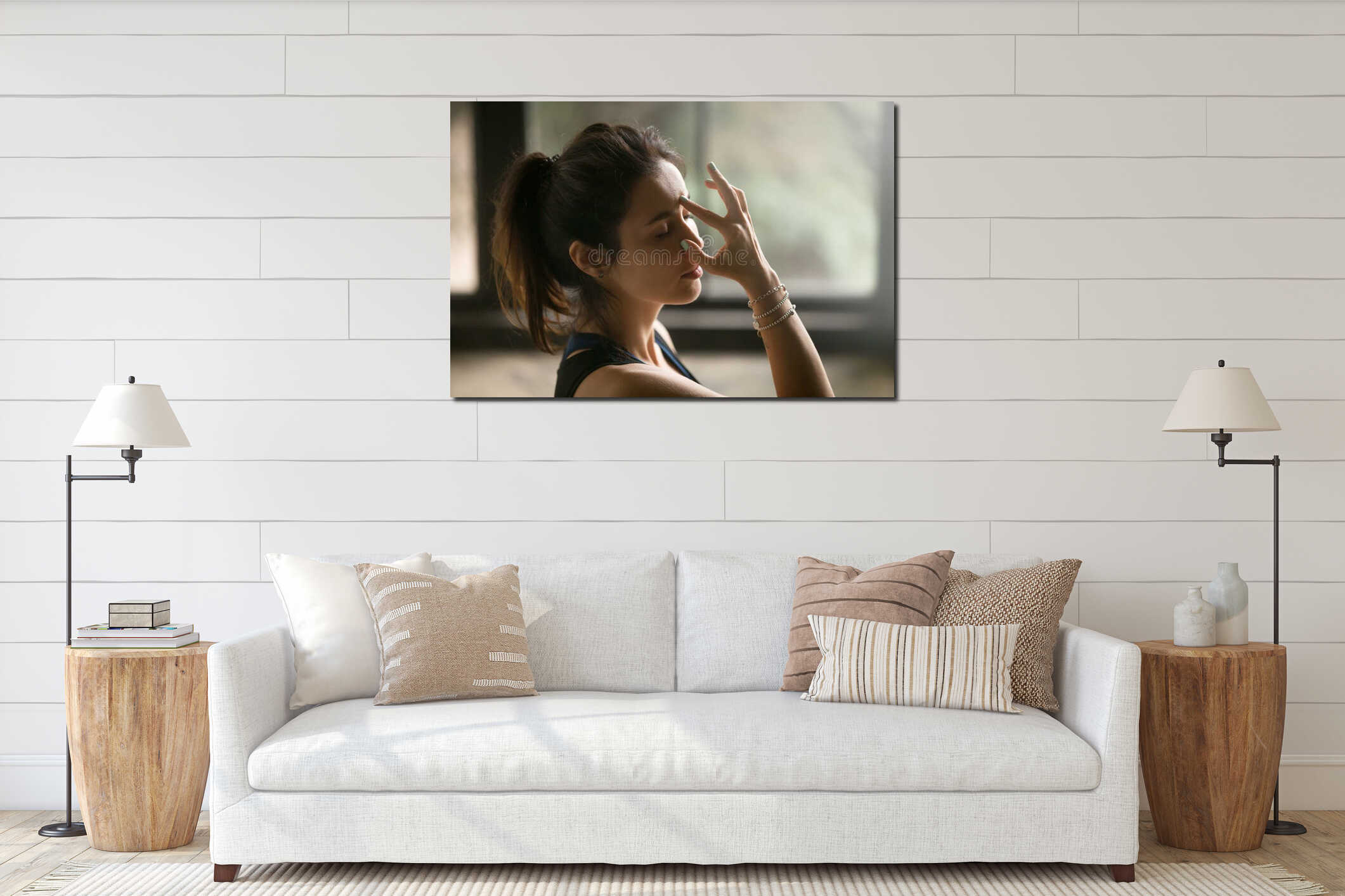 Canvas hanging interior mockup