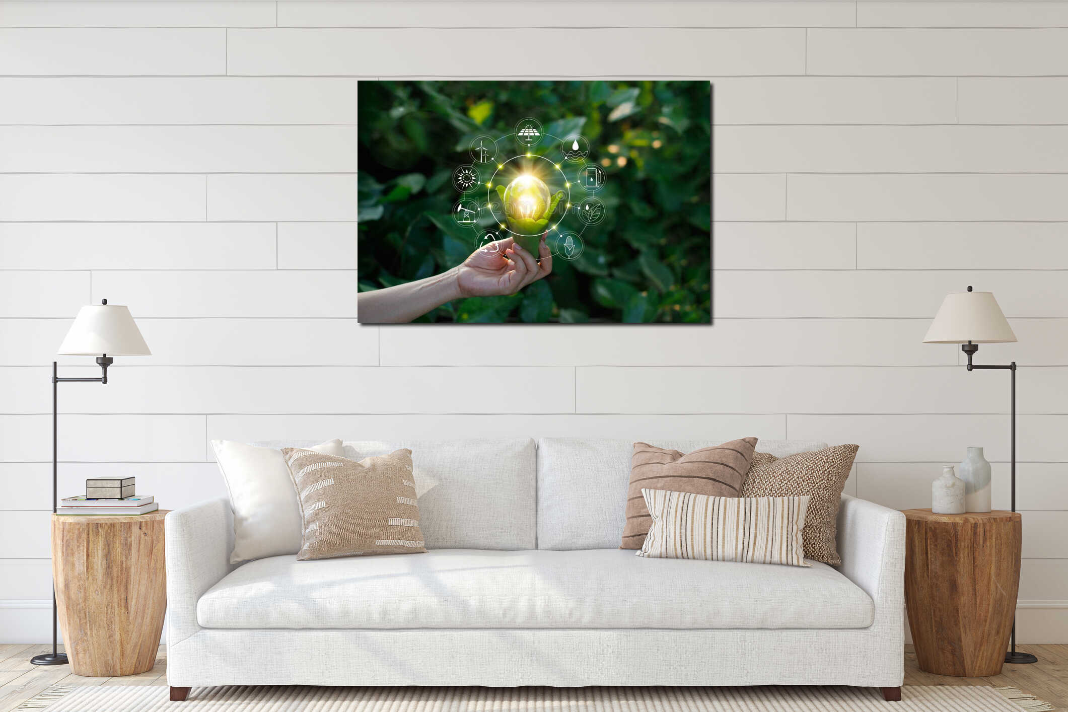 Canvas hanging interior mockup