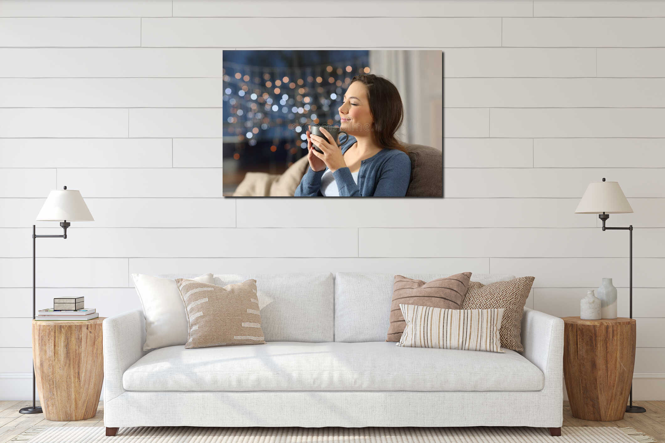 Canvas hanging interior mockup
