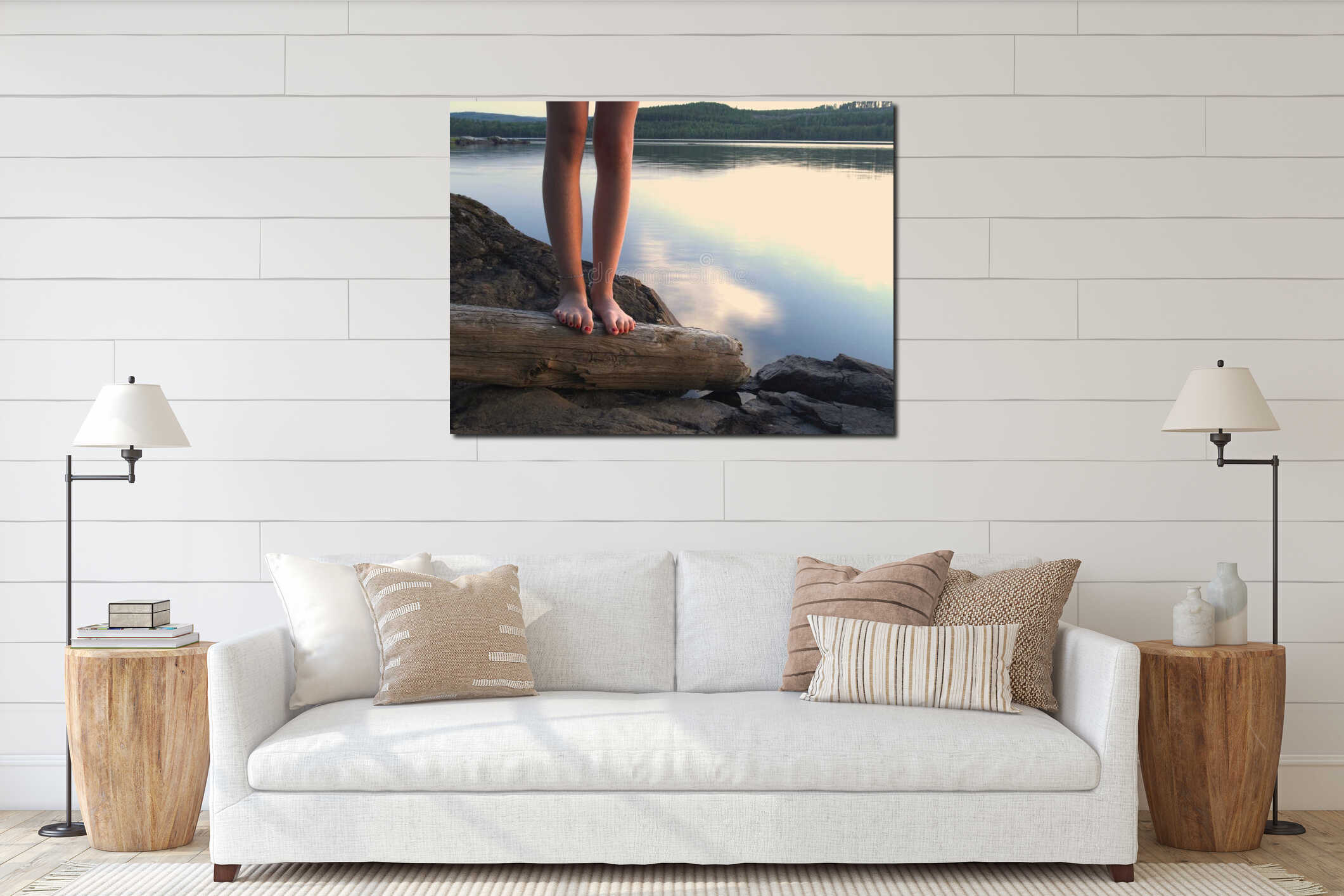 Canvas hanging interior mockup