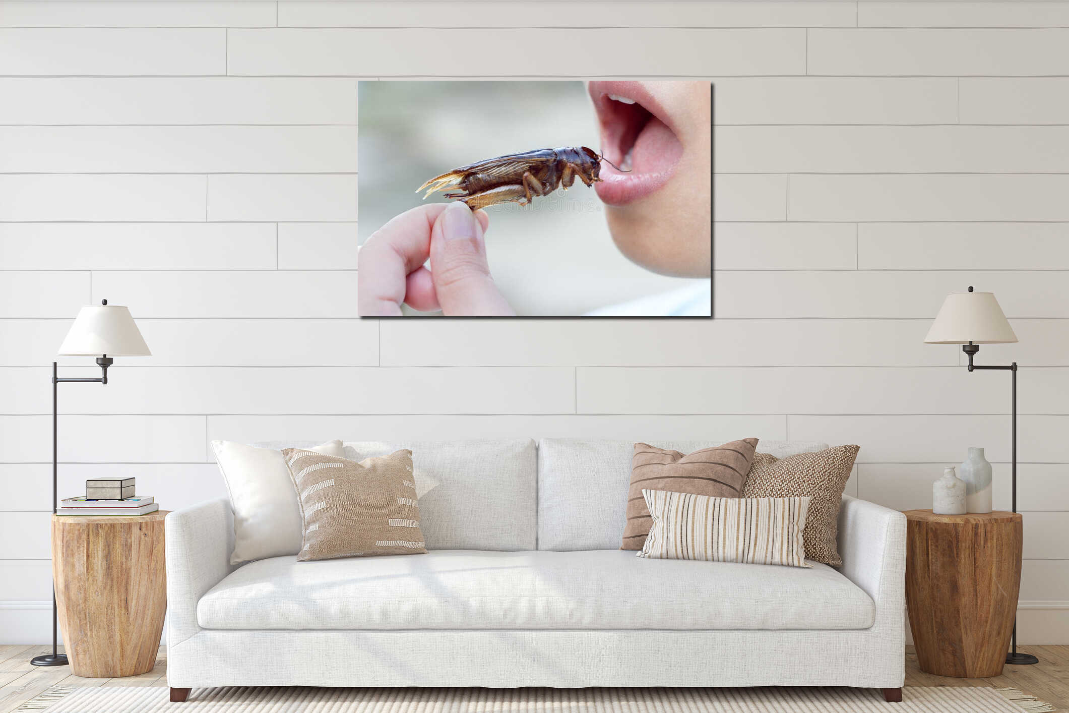 Canvas hanging interior mockup