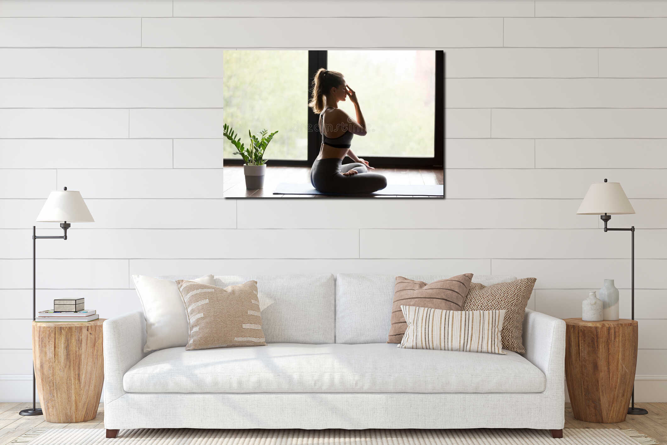 Canvas hanging interior mockup