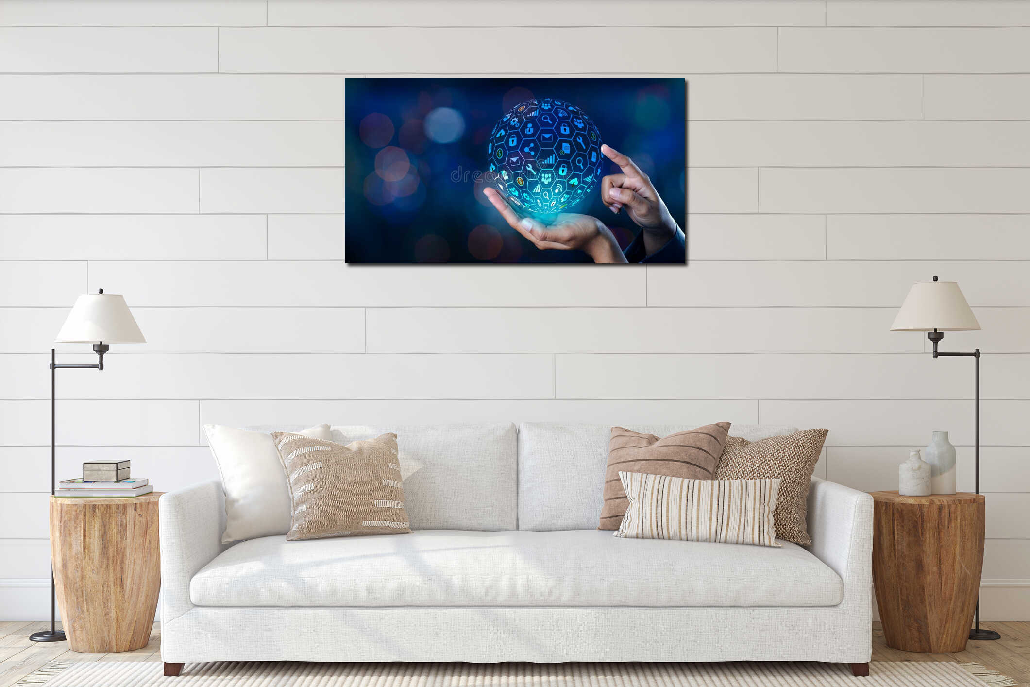 Canvas hanging interior mockup