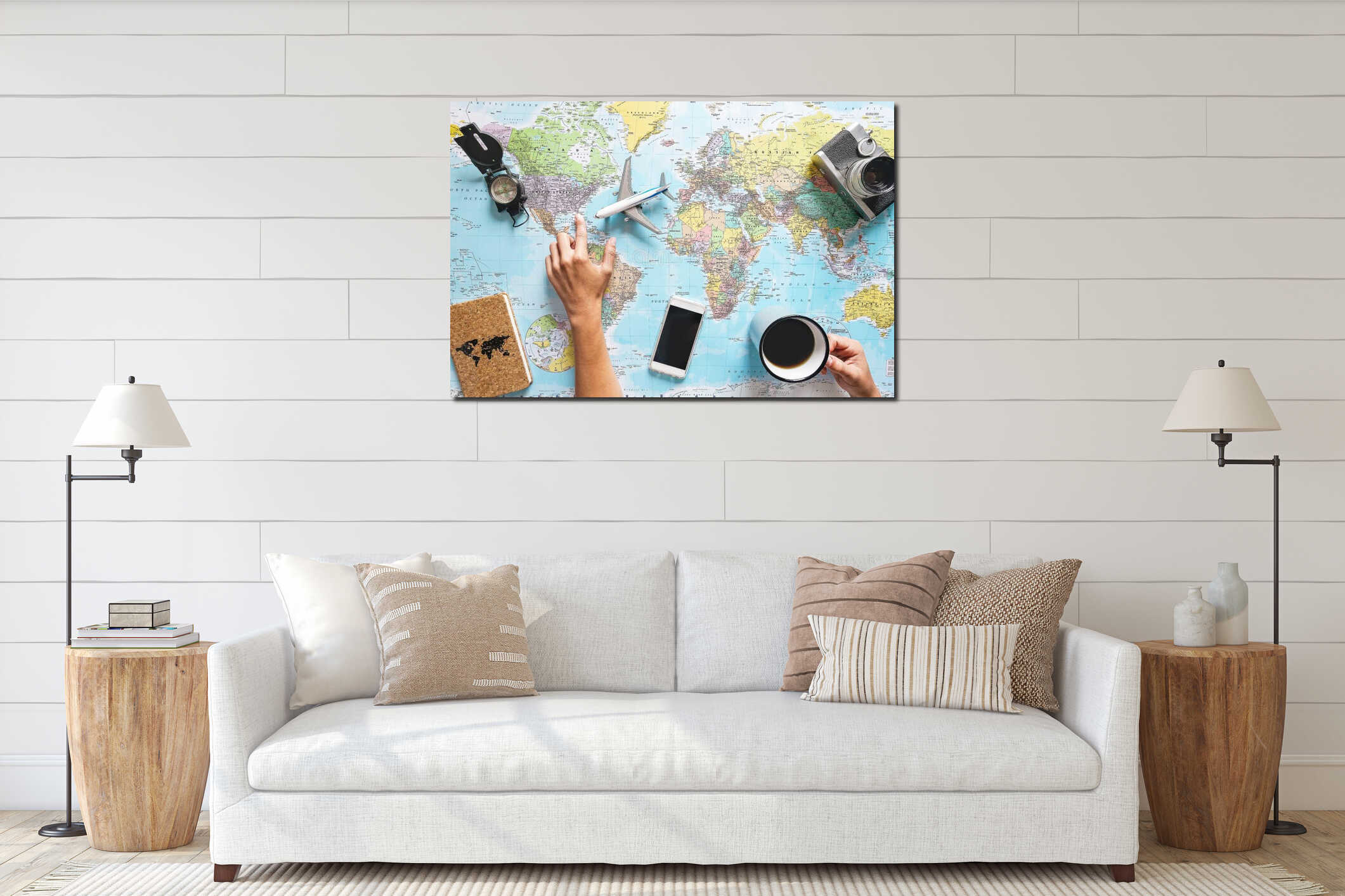 Canvas hanging interior mockup