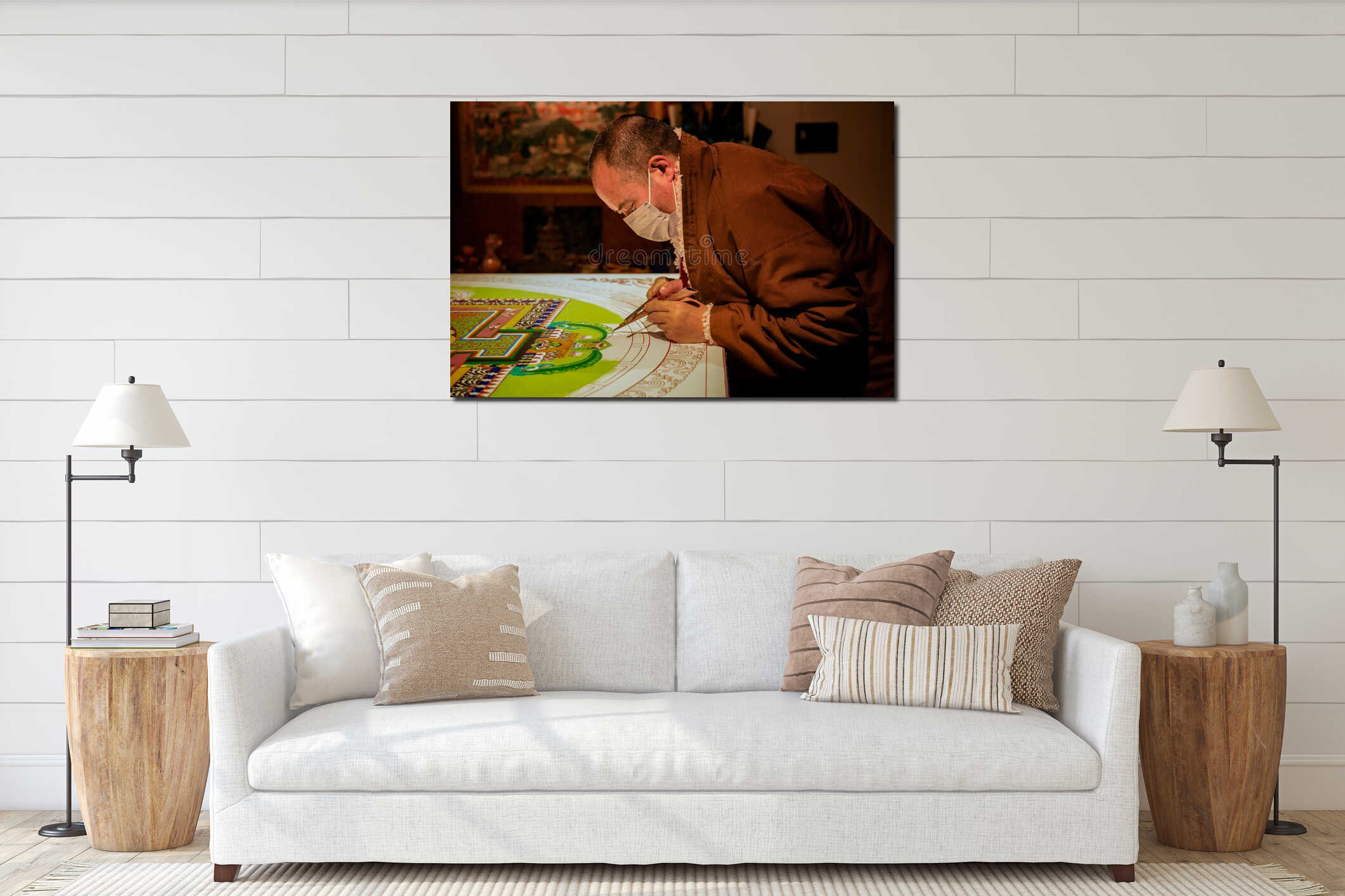 Canvas hanging interior mockup