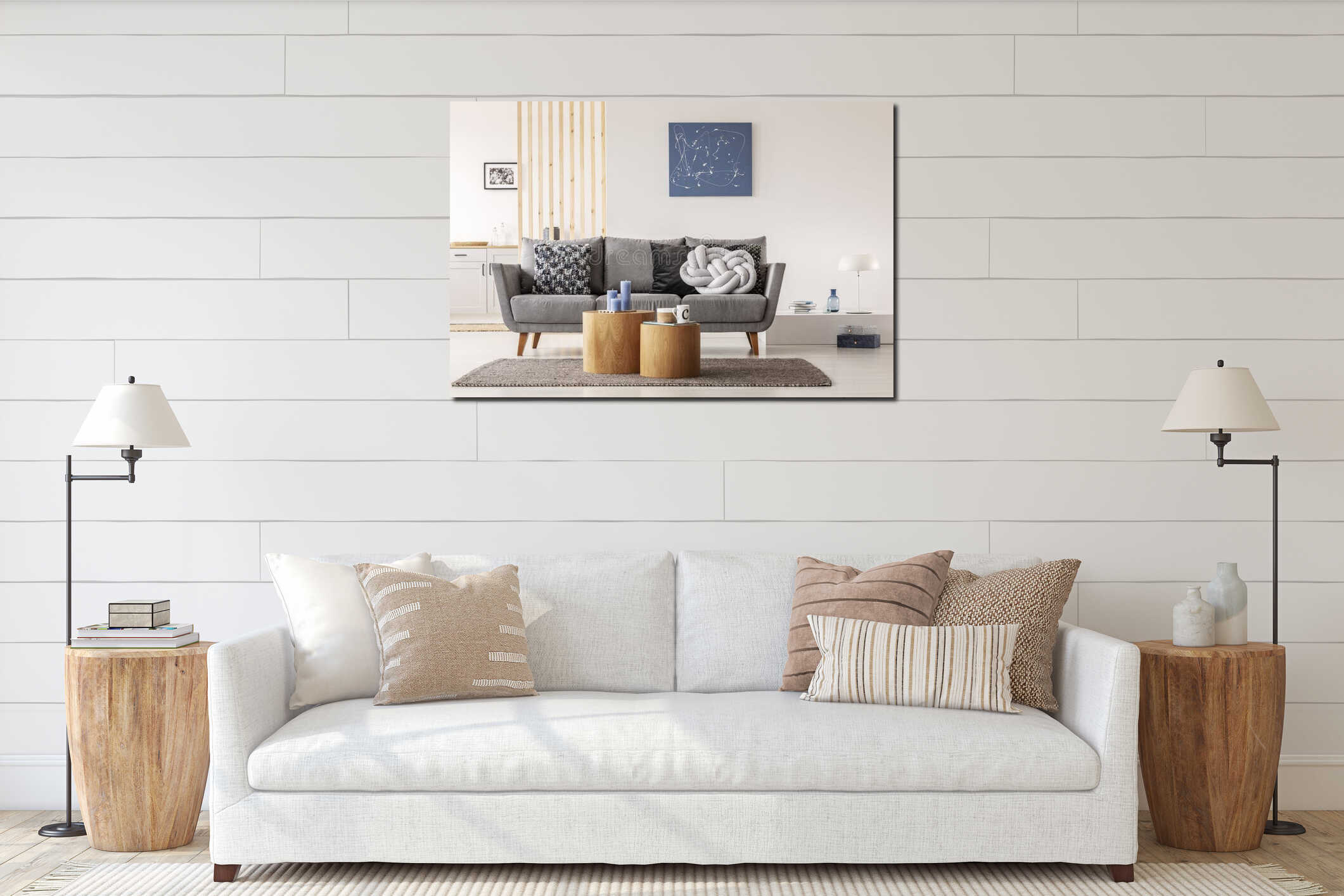Canvas hanging interior mockup