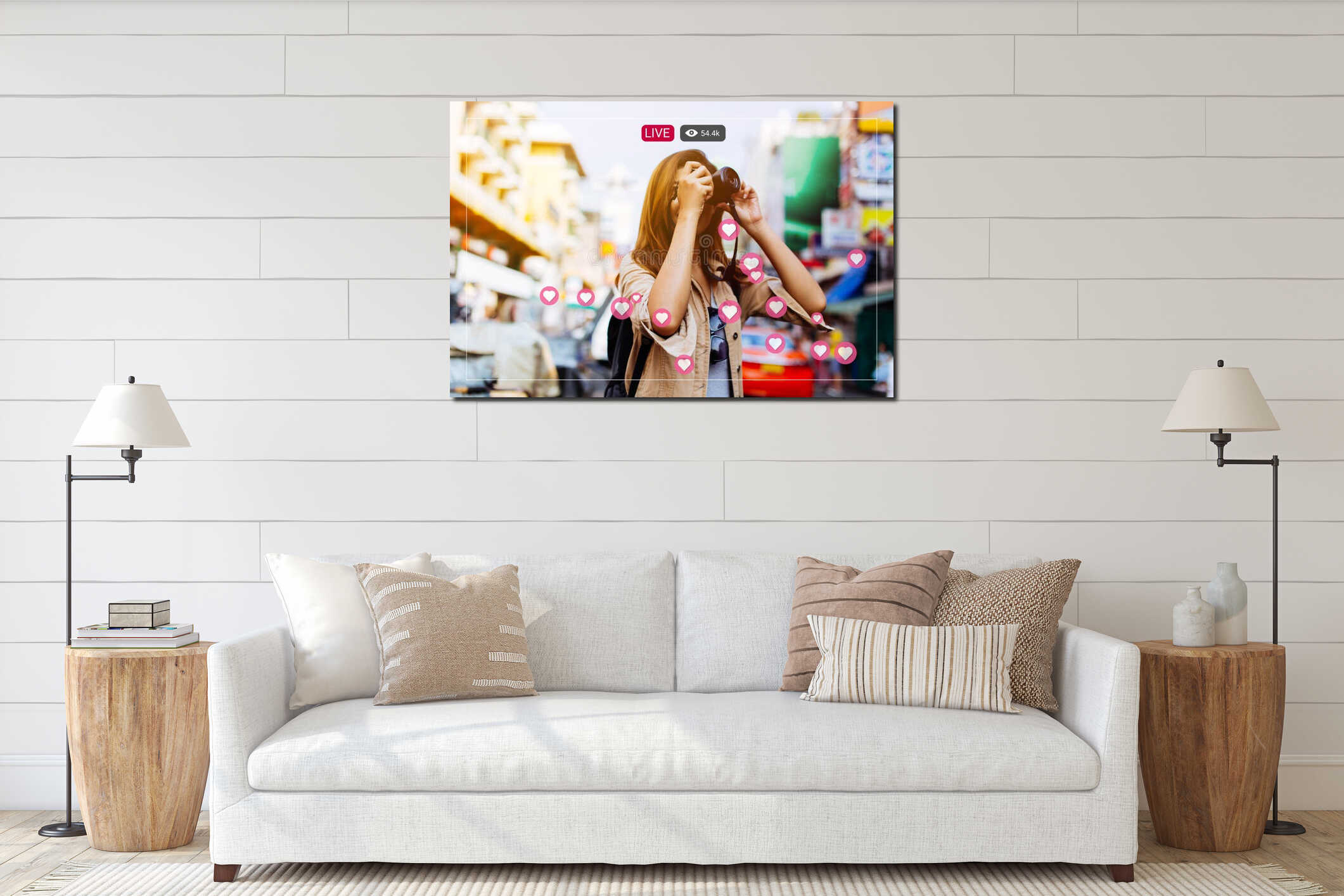 Canvas hanging interior mockup