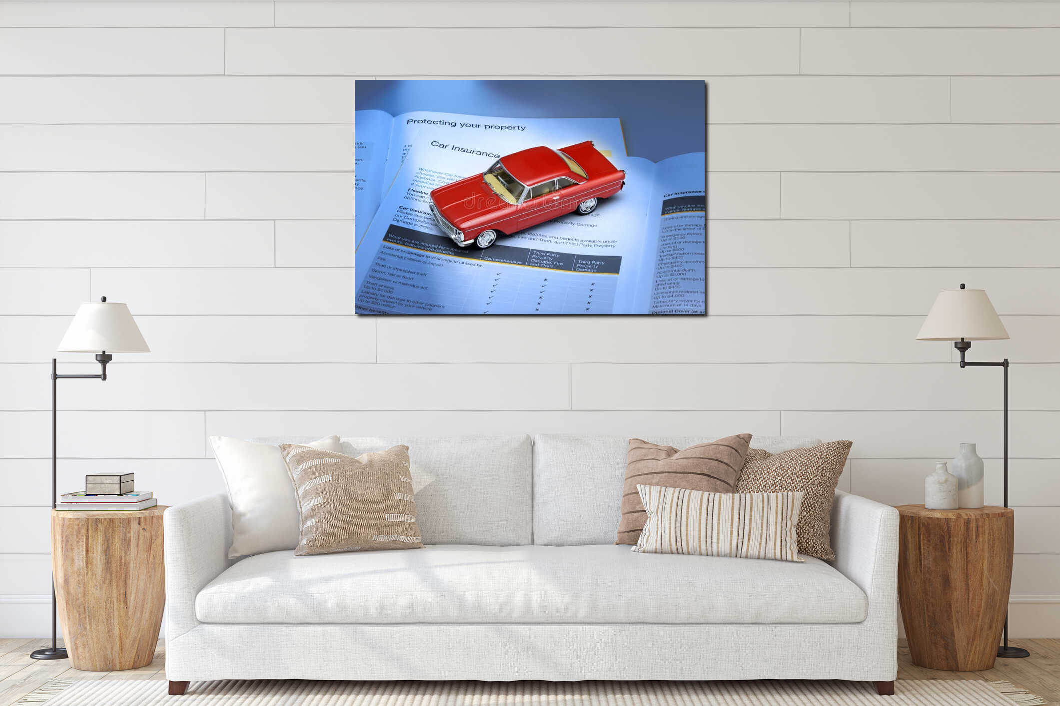 Canvas hanging interior mockup