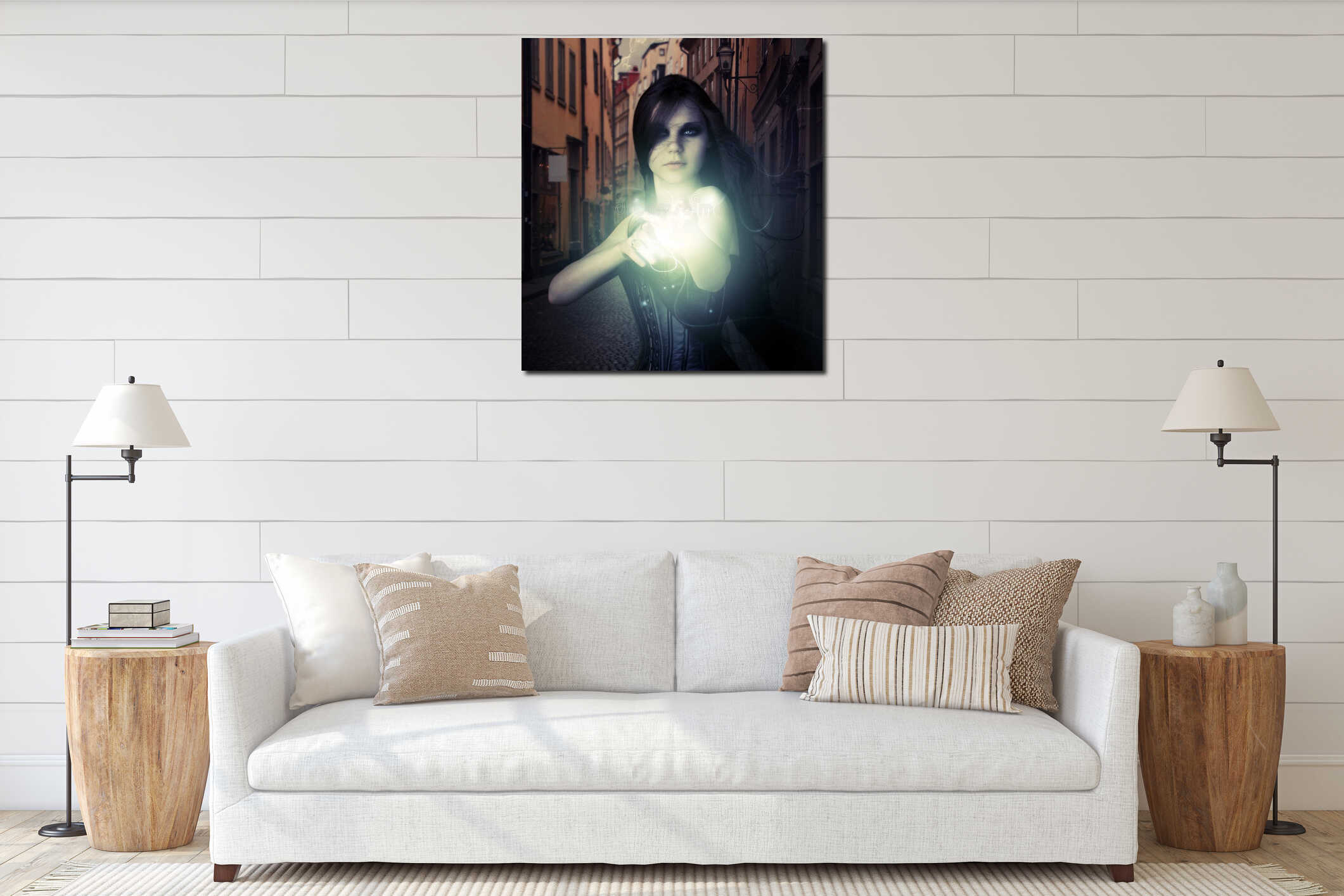 Canvas hanging interior mockup