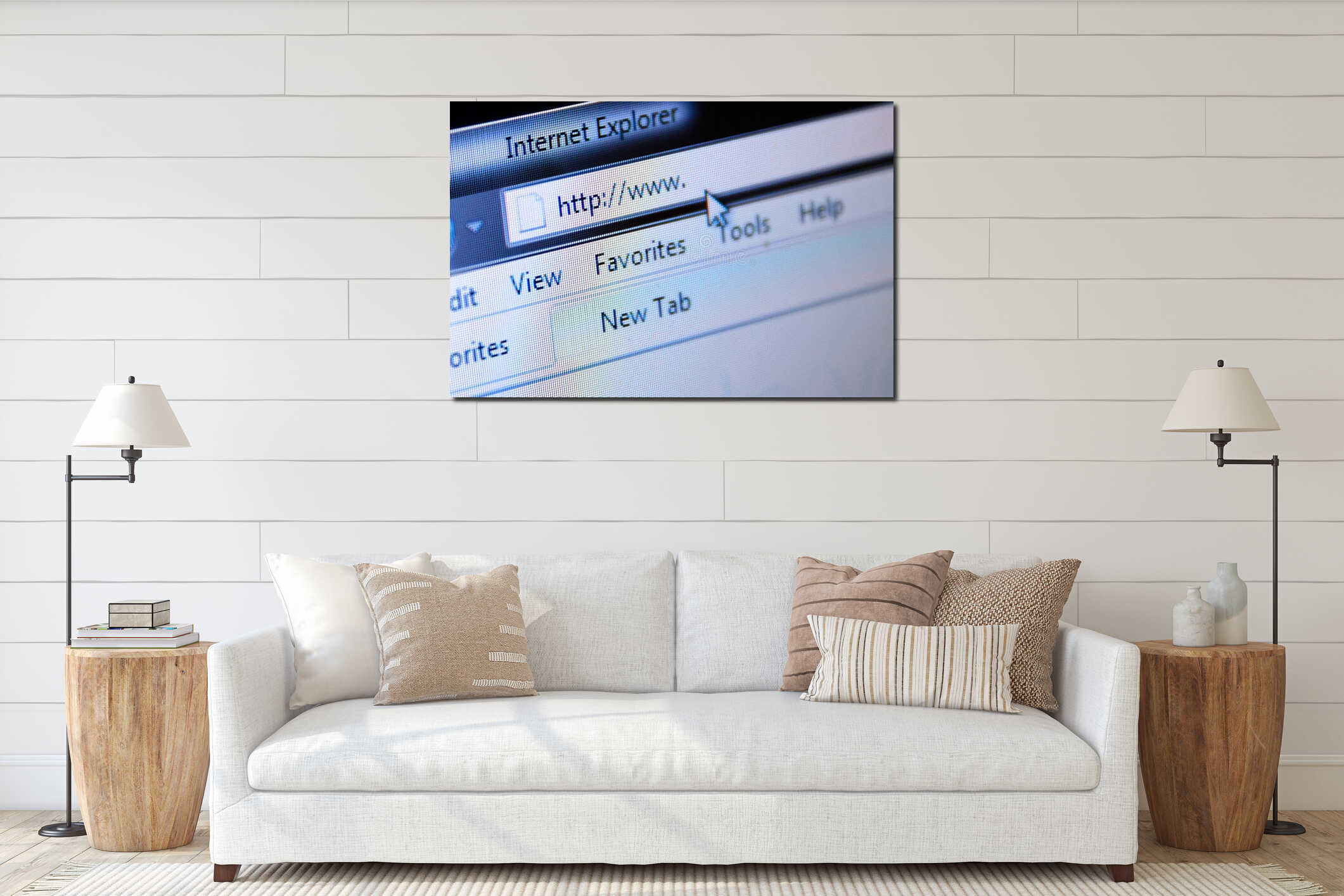 Canvas hanging interior mockup