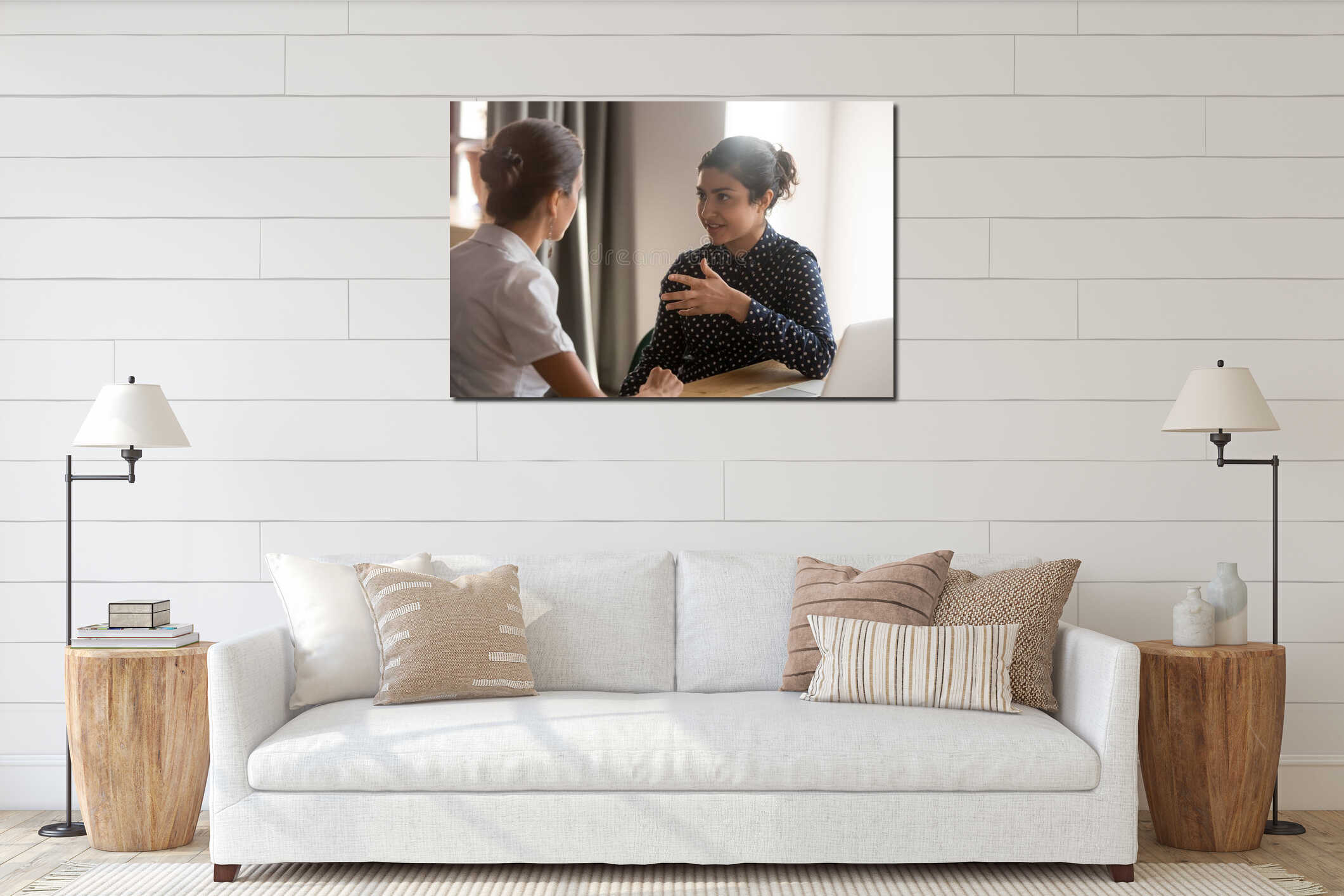 Canvas hanging interior mockup