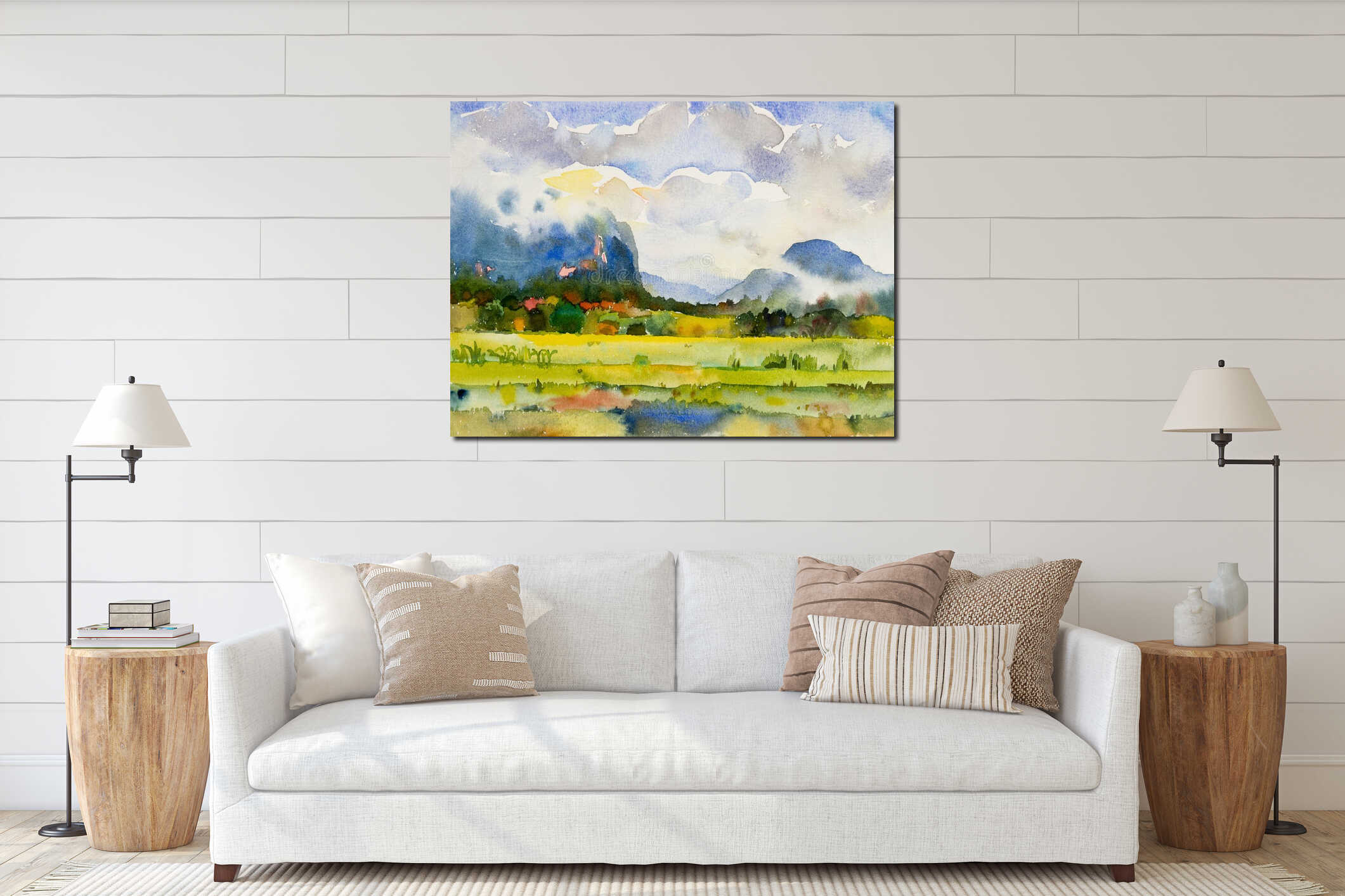 Canvas hanging interior mockup