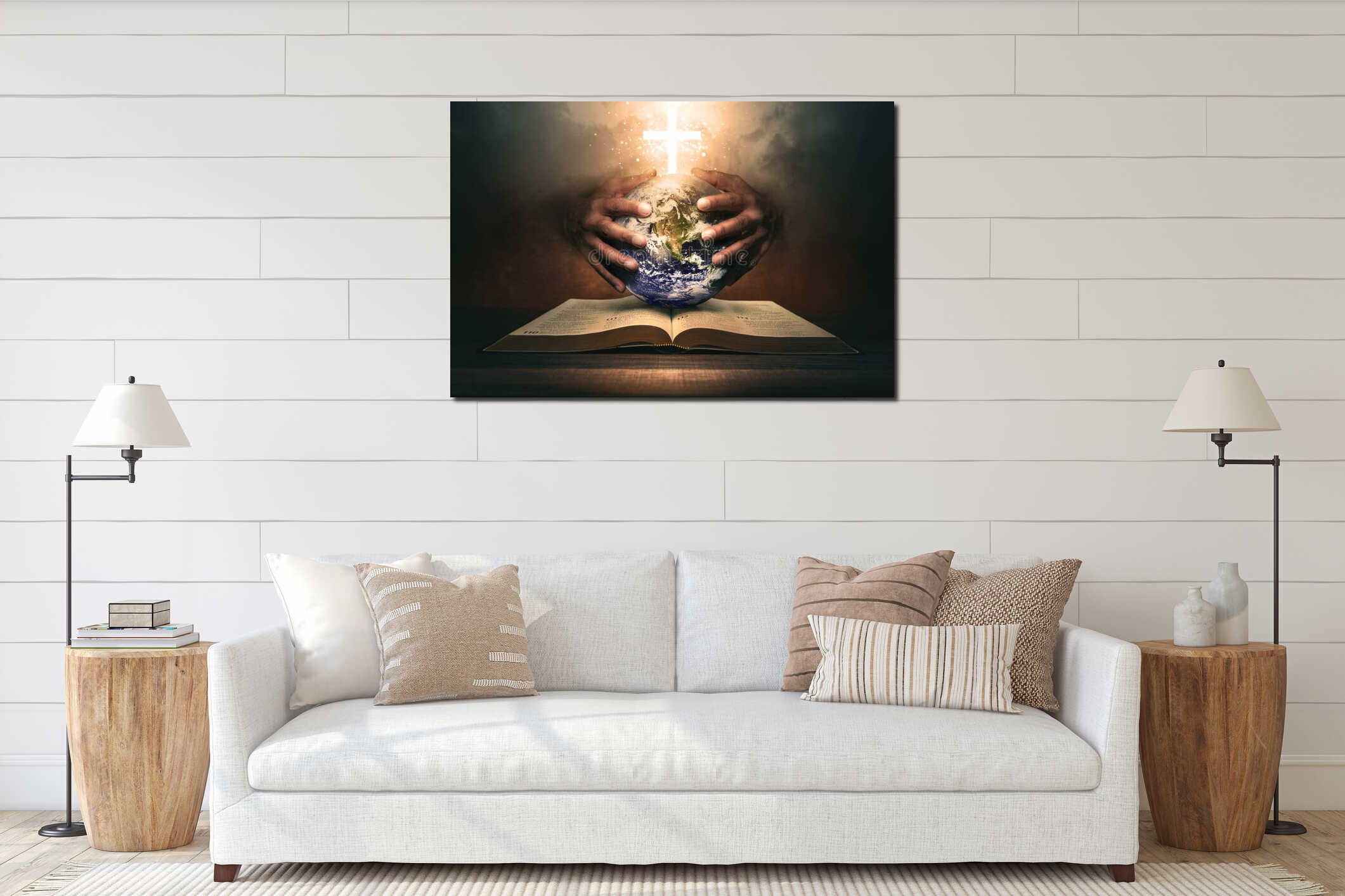 Canvas hanging interior mockup