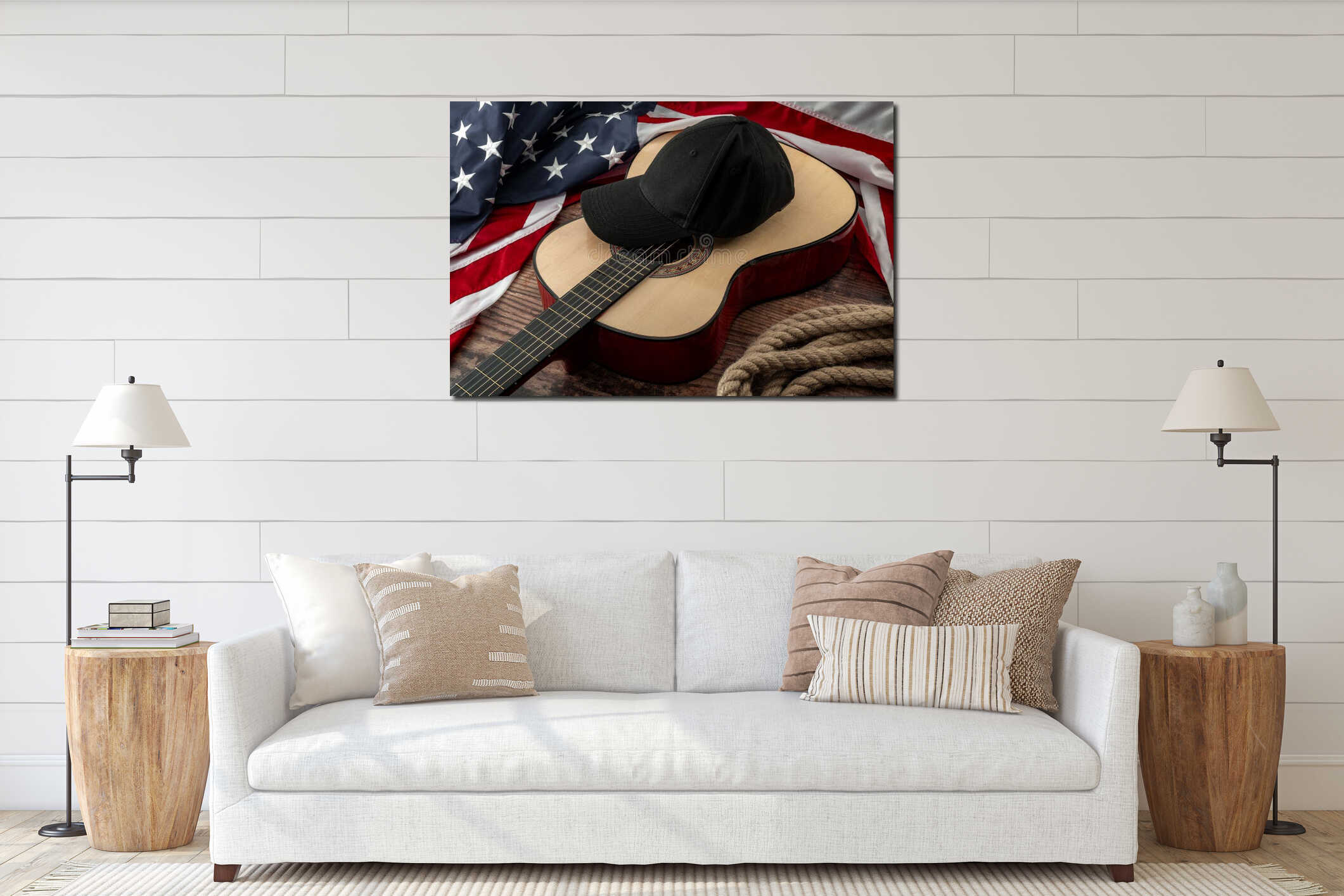 Canvas hanging interior mockup