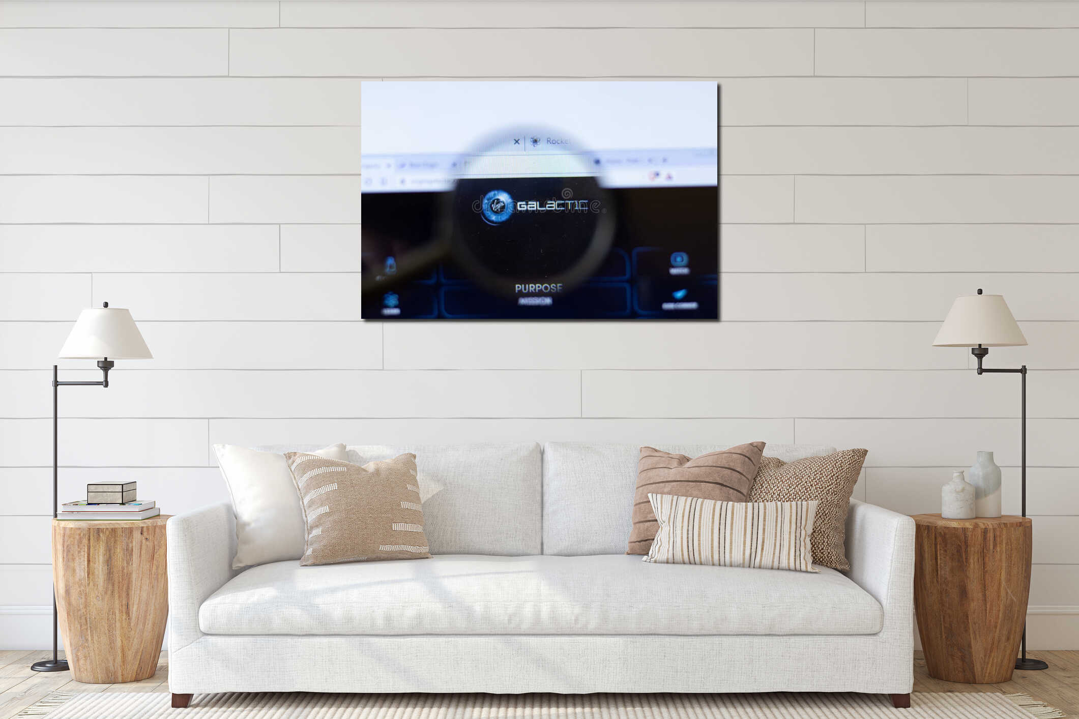 Canvas hanging interior mockup