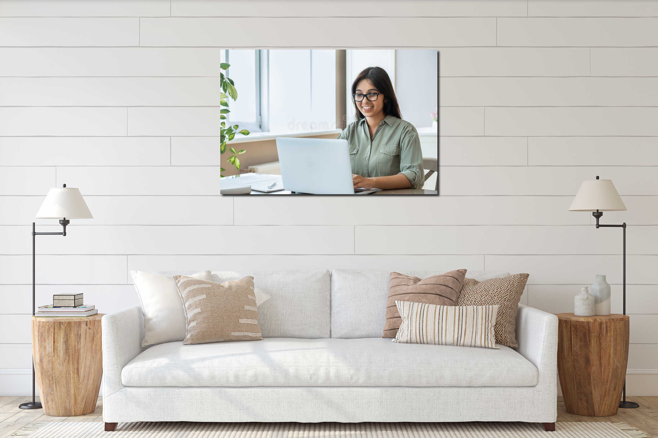 Canvas hanging interior mockup