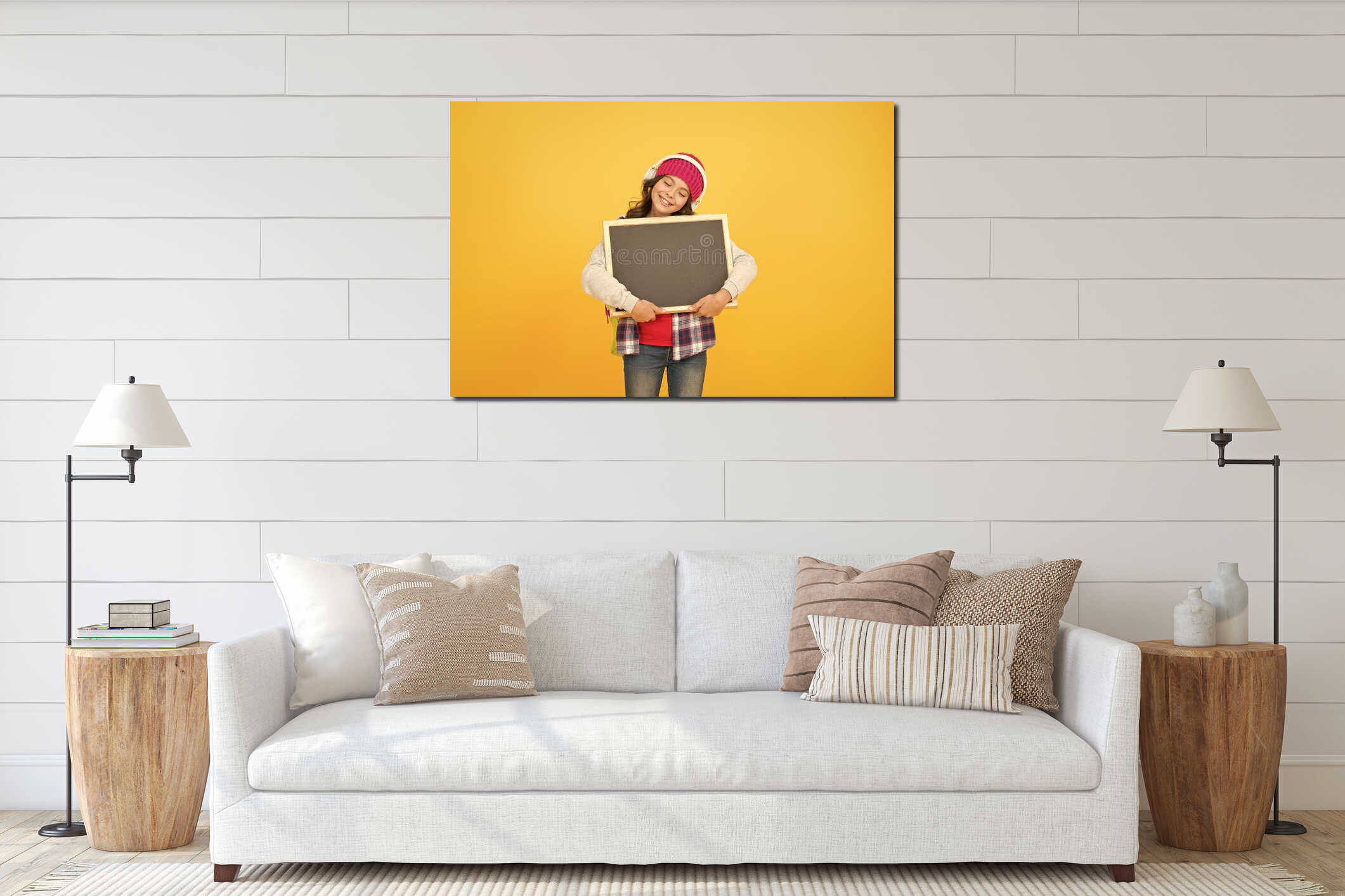 Canvas hanging interior mockup