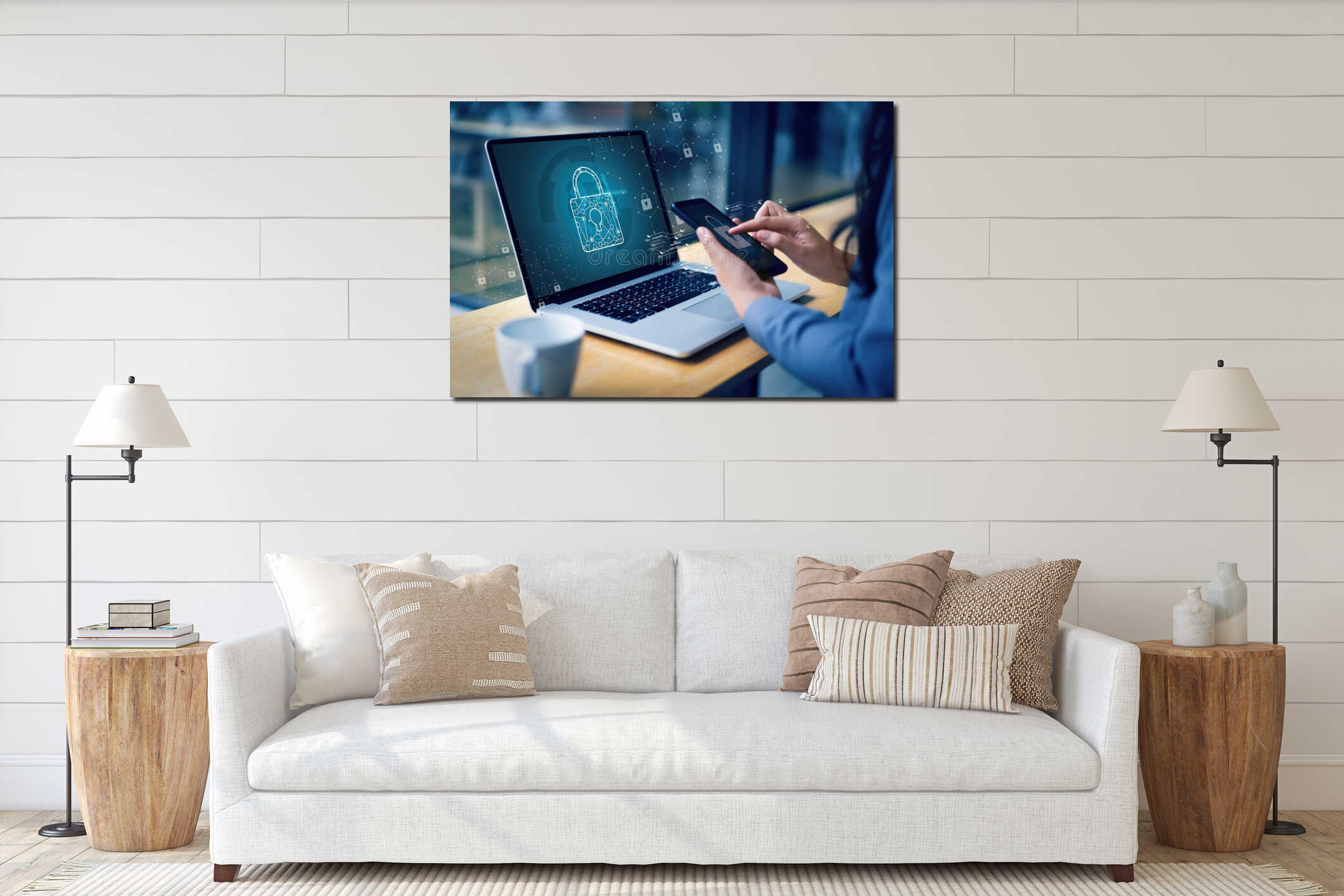 Canvas hanging interior mockup