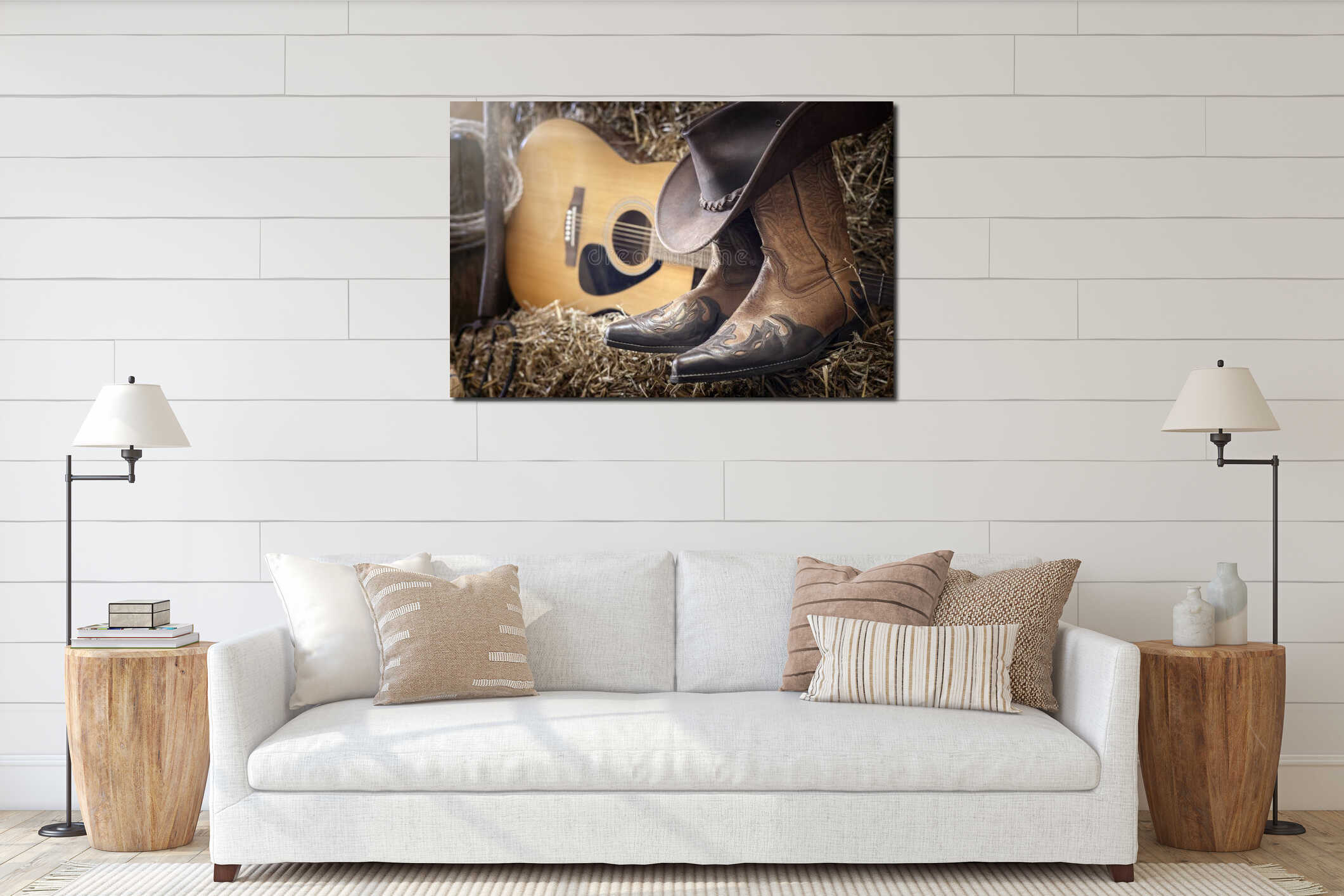 Canvas hanging interior mockup