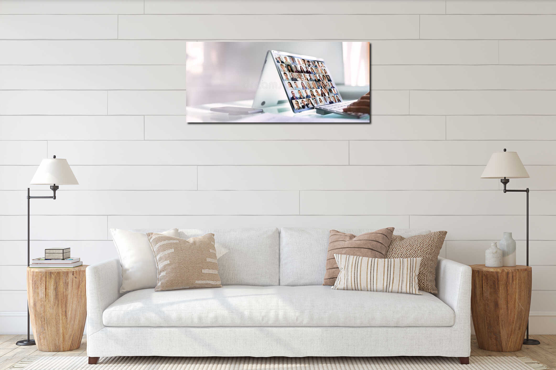Canvas hanging interior mockup