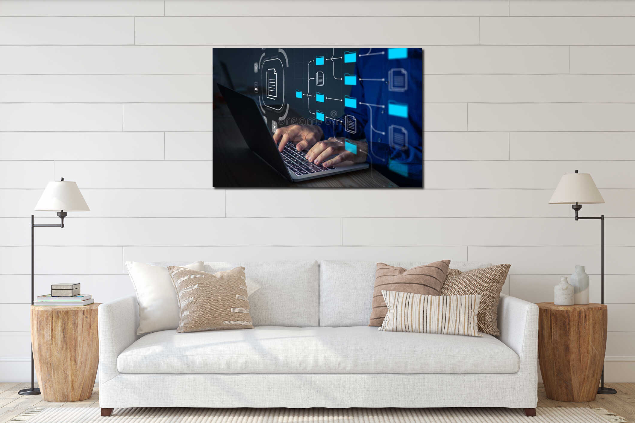 Canvas hanging interior mockup