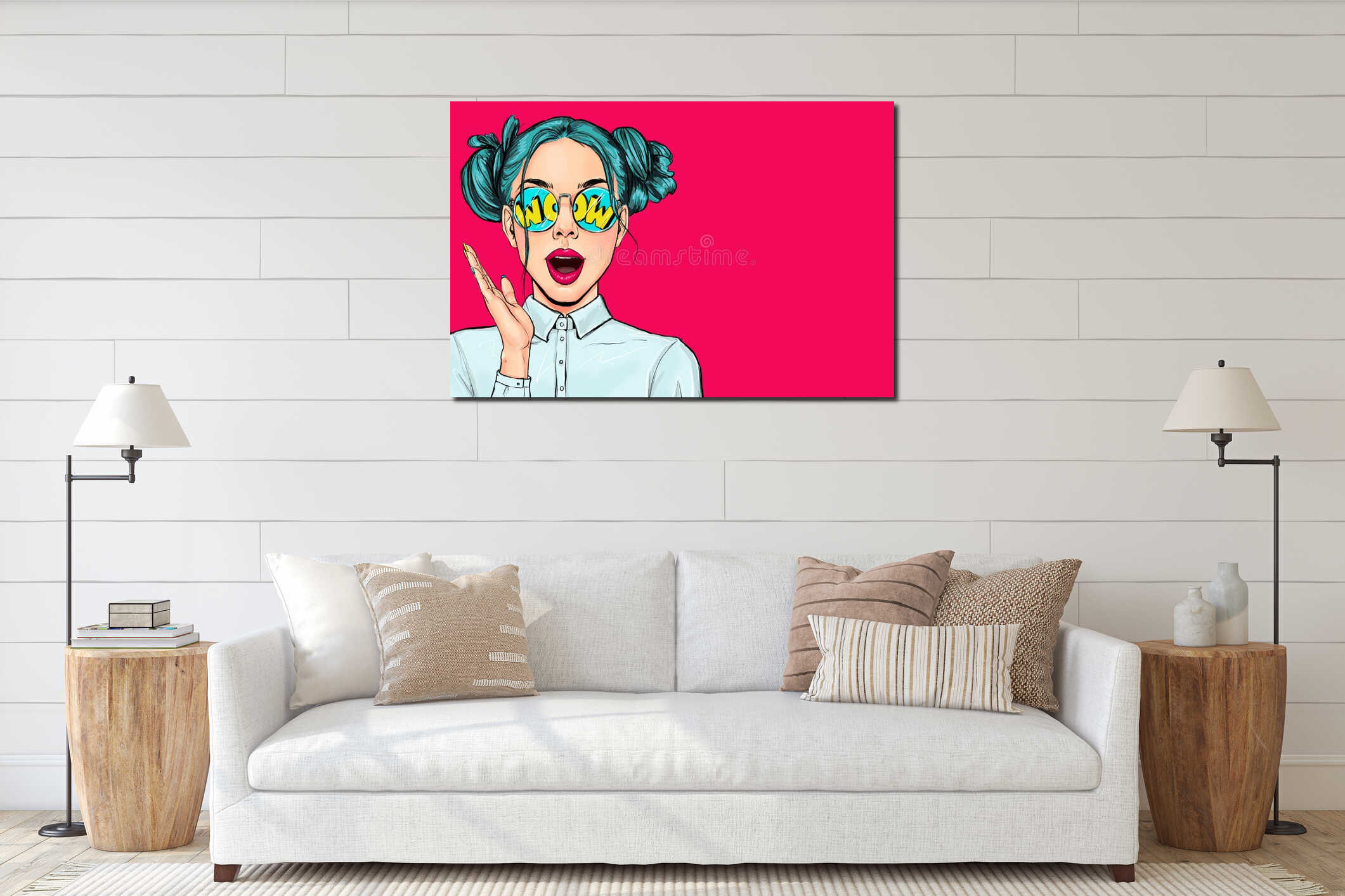 Canvas hanging interior mockup