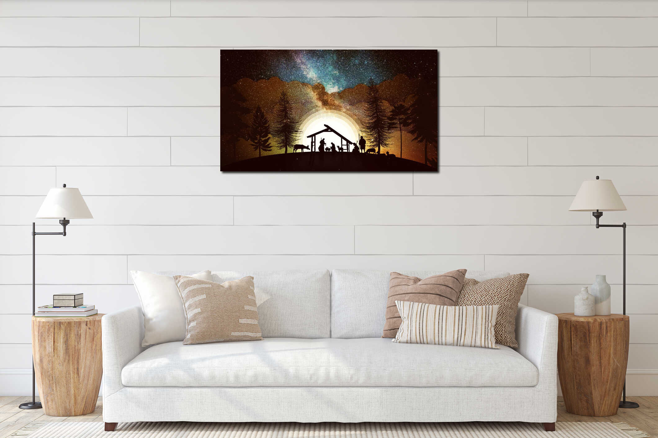 Canvas hanging interior mockup