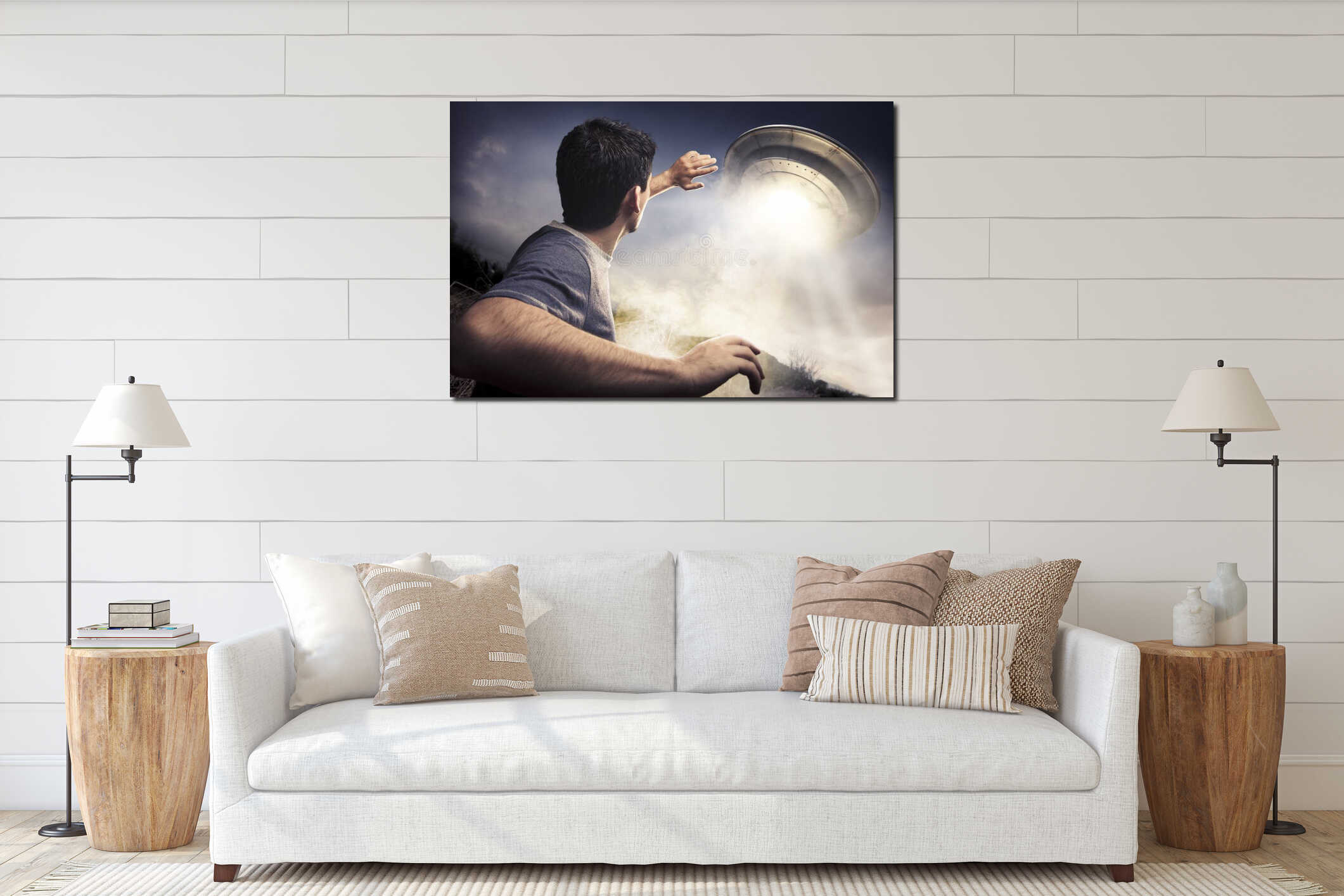 Canvas hanging interior mockup