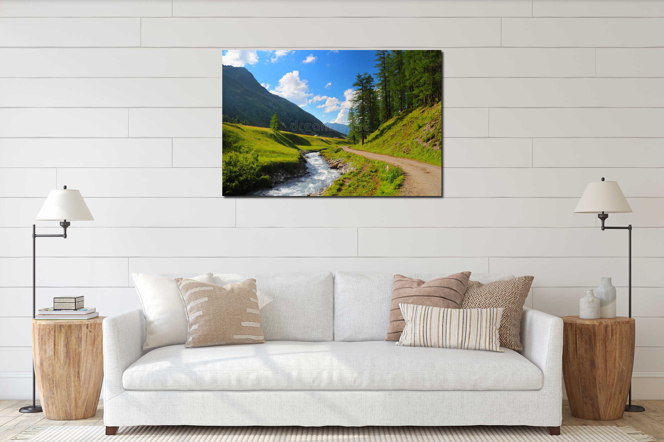 Canvas hanging interior mockup