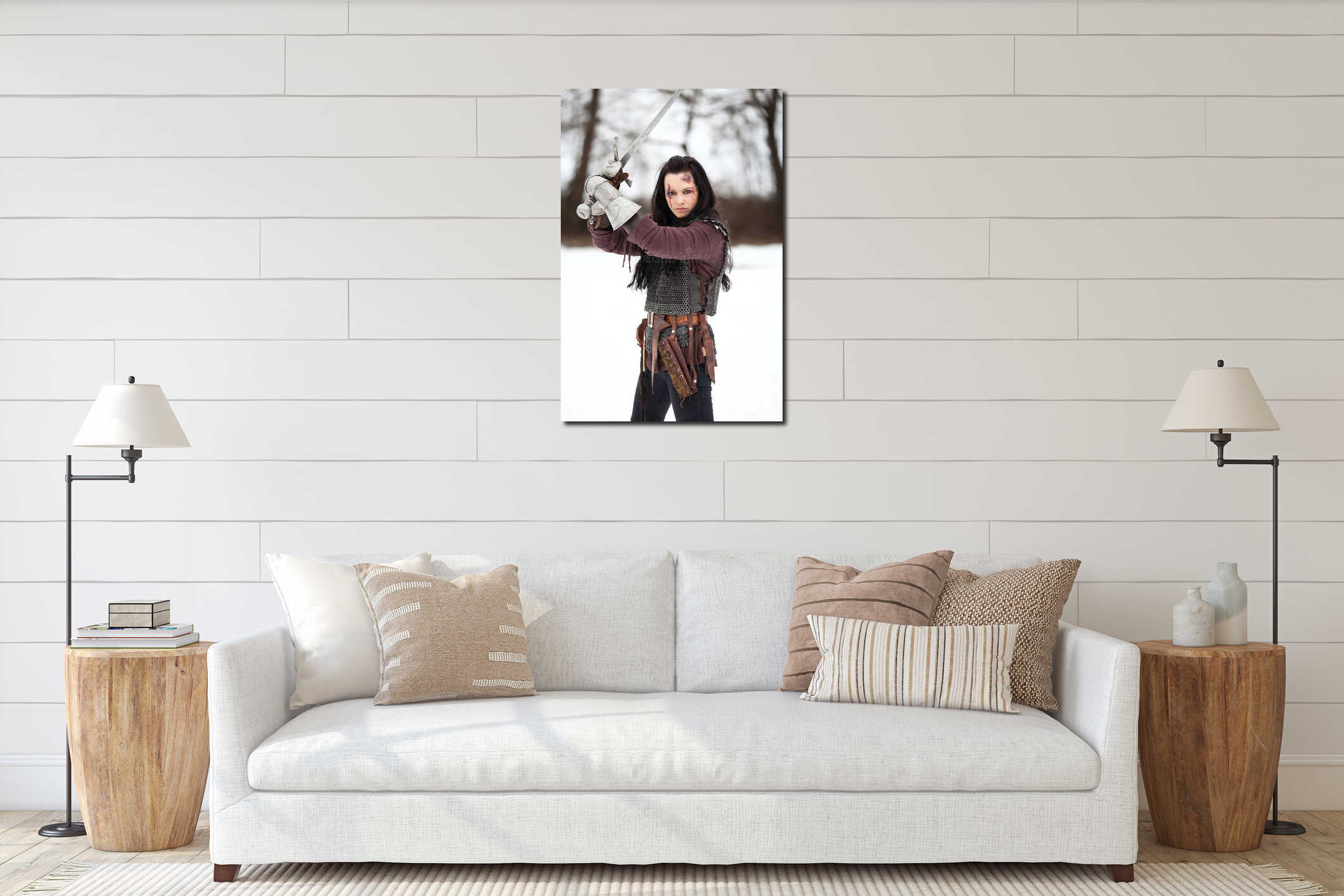 Canvas hanging interior mockup