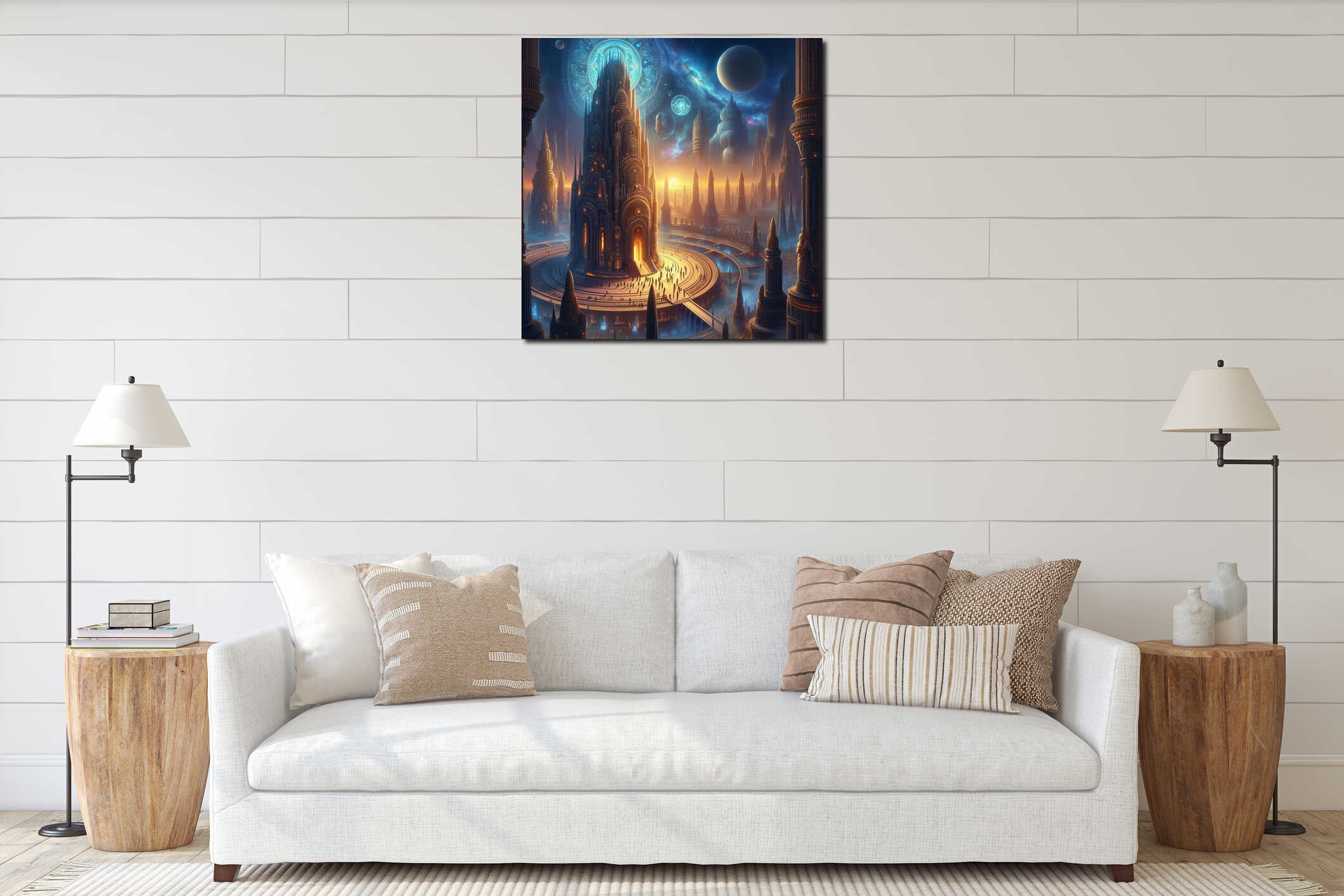 Canvas hanging interior mockup