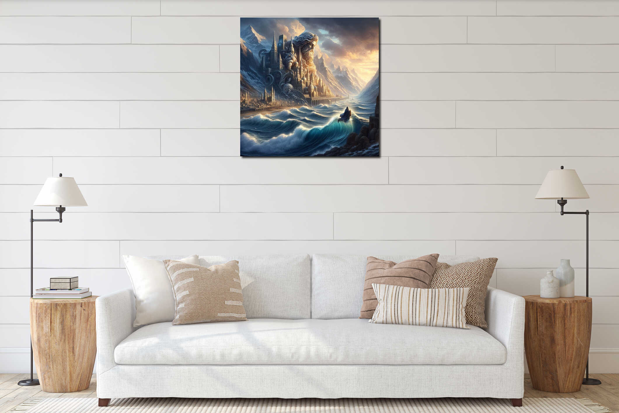 Canvas hanging interior mockup