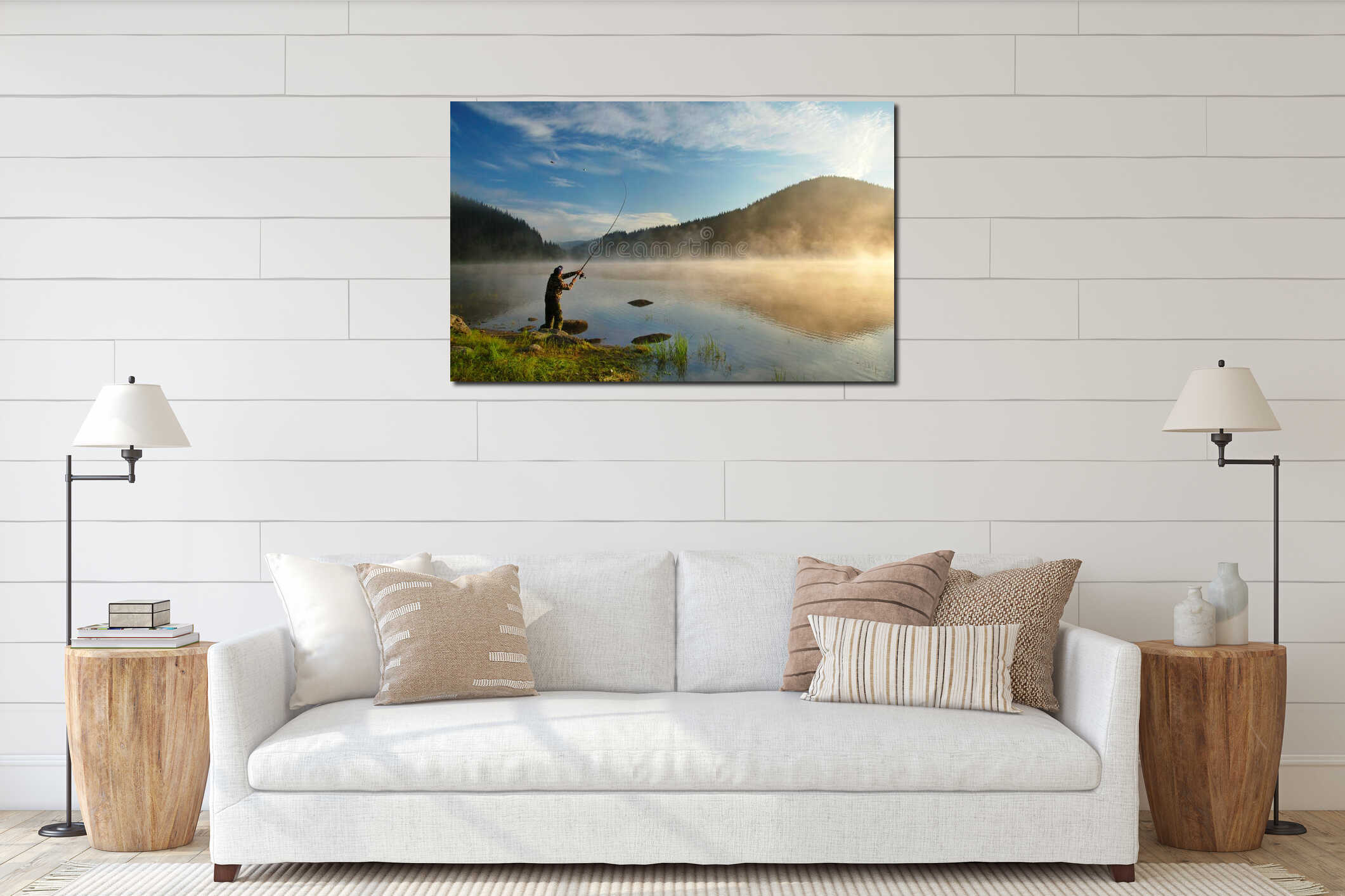 Canvas hanging interior mockup