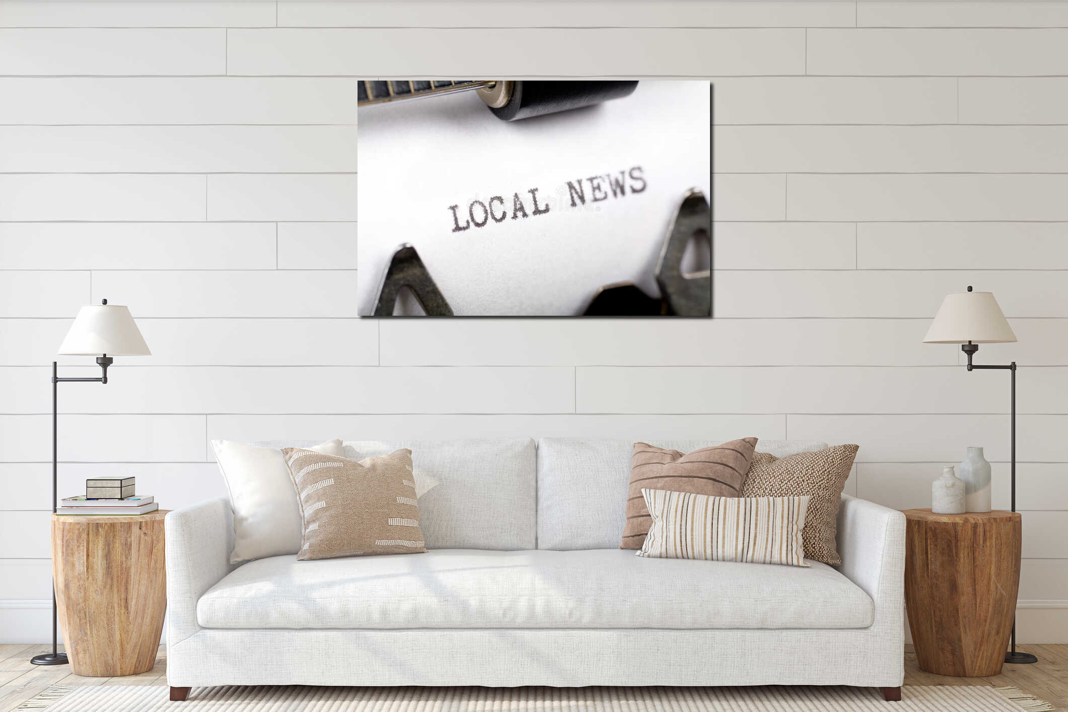 Canvas hanging interior mockup