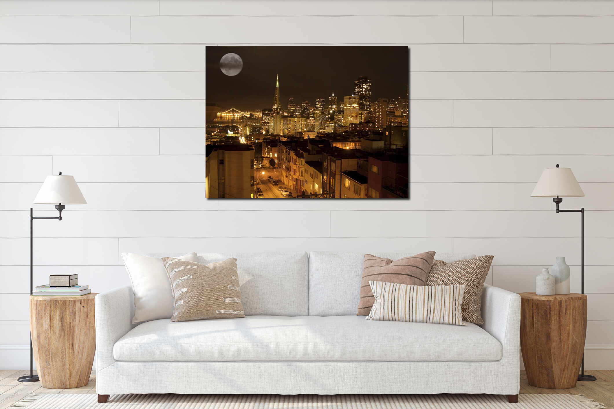 Canvas hanging interior mockup