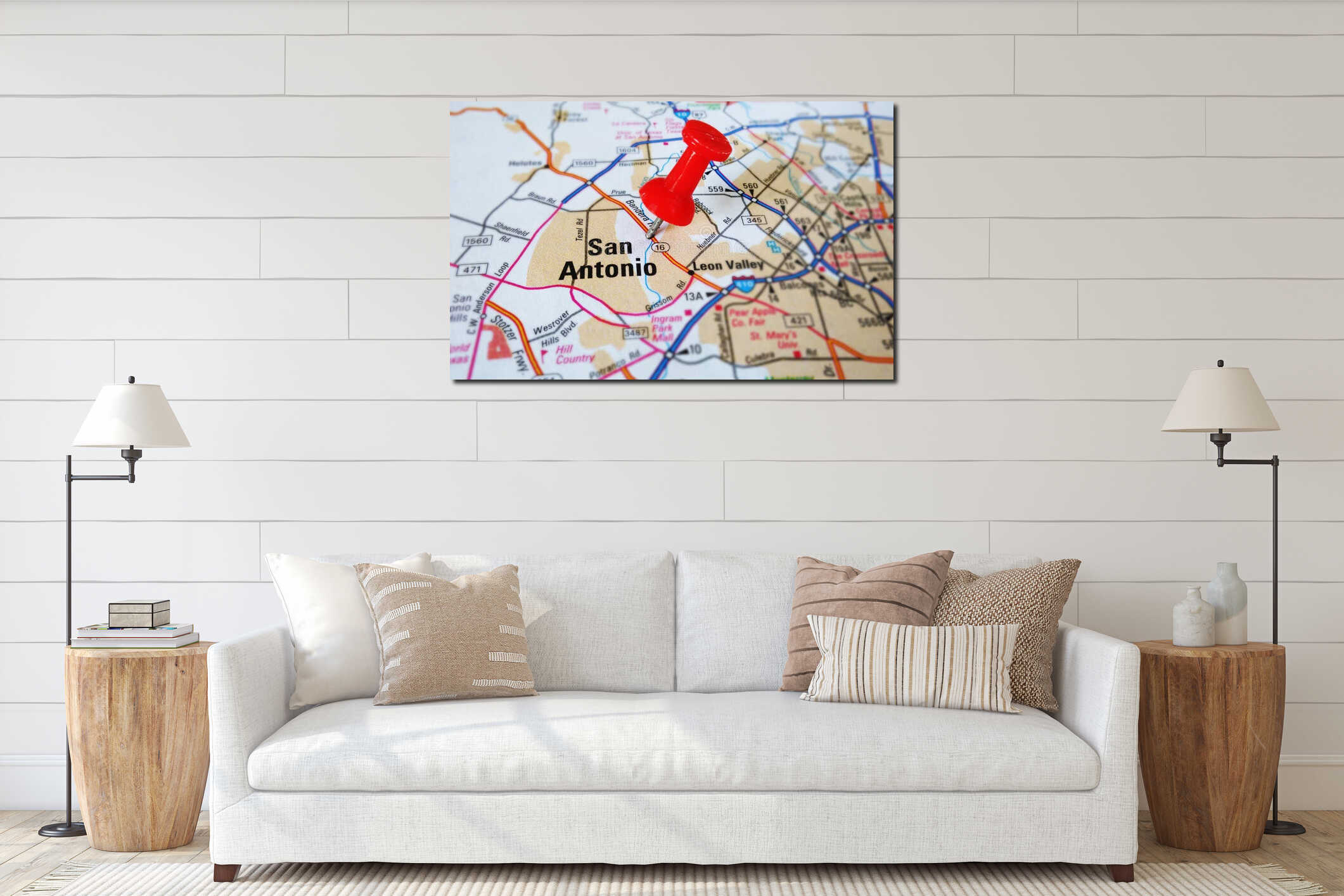 Canvas hanging interior mockup