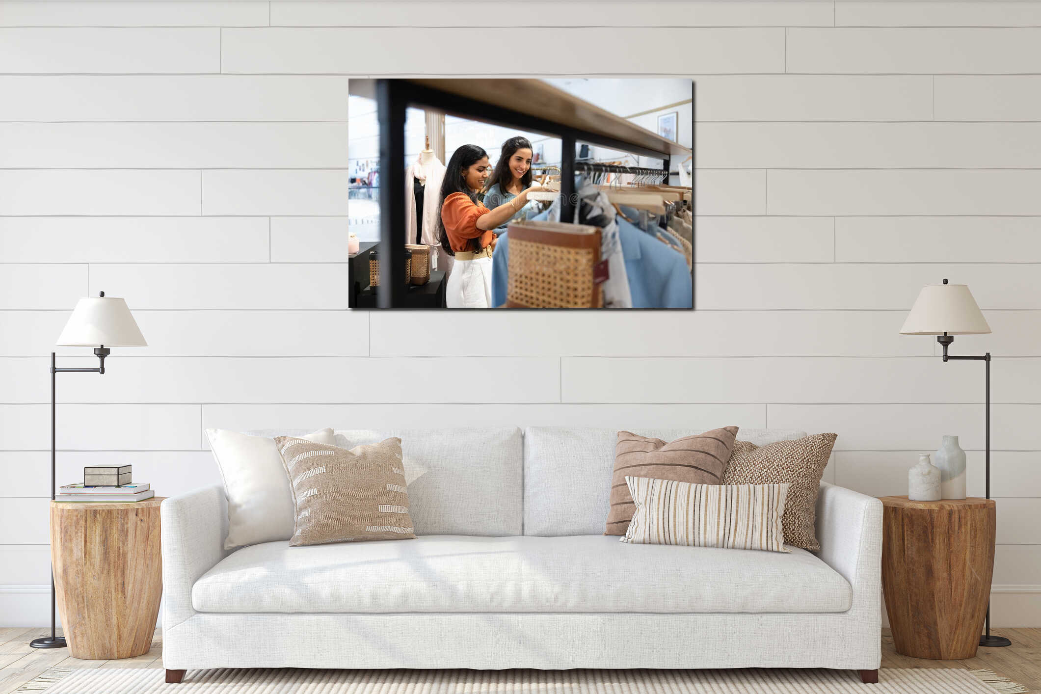 Canvas hanging interior mockup