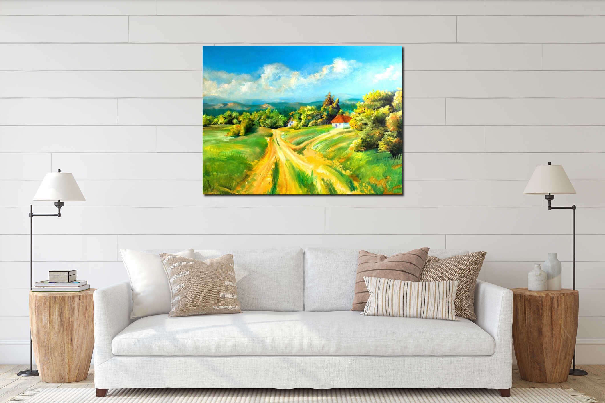 Canvas hanging interior mockup