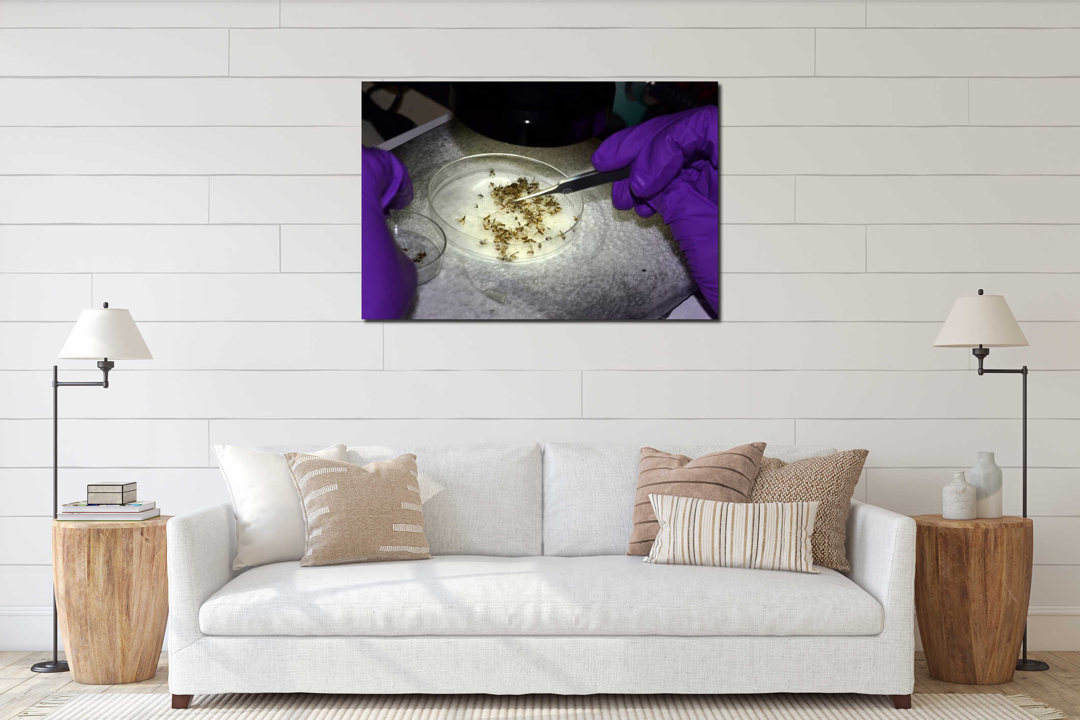 Canvas hanging interior mockup