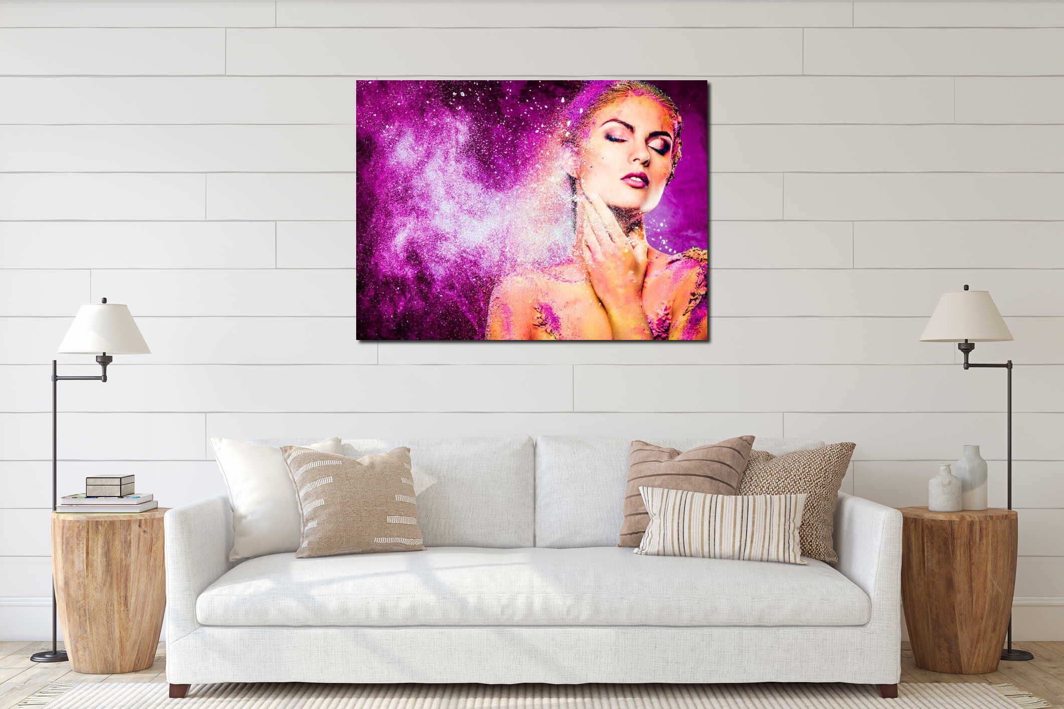 Canvas hanging interior mockup