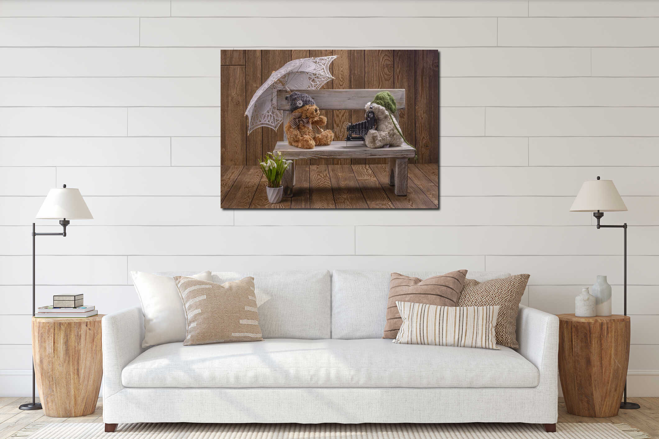 Canvas hanging interior mockup