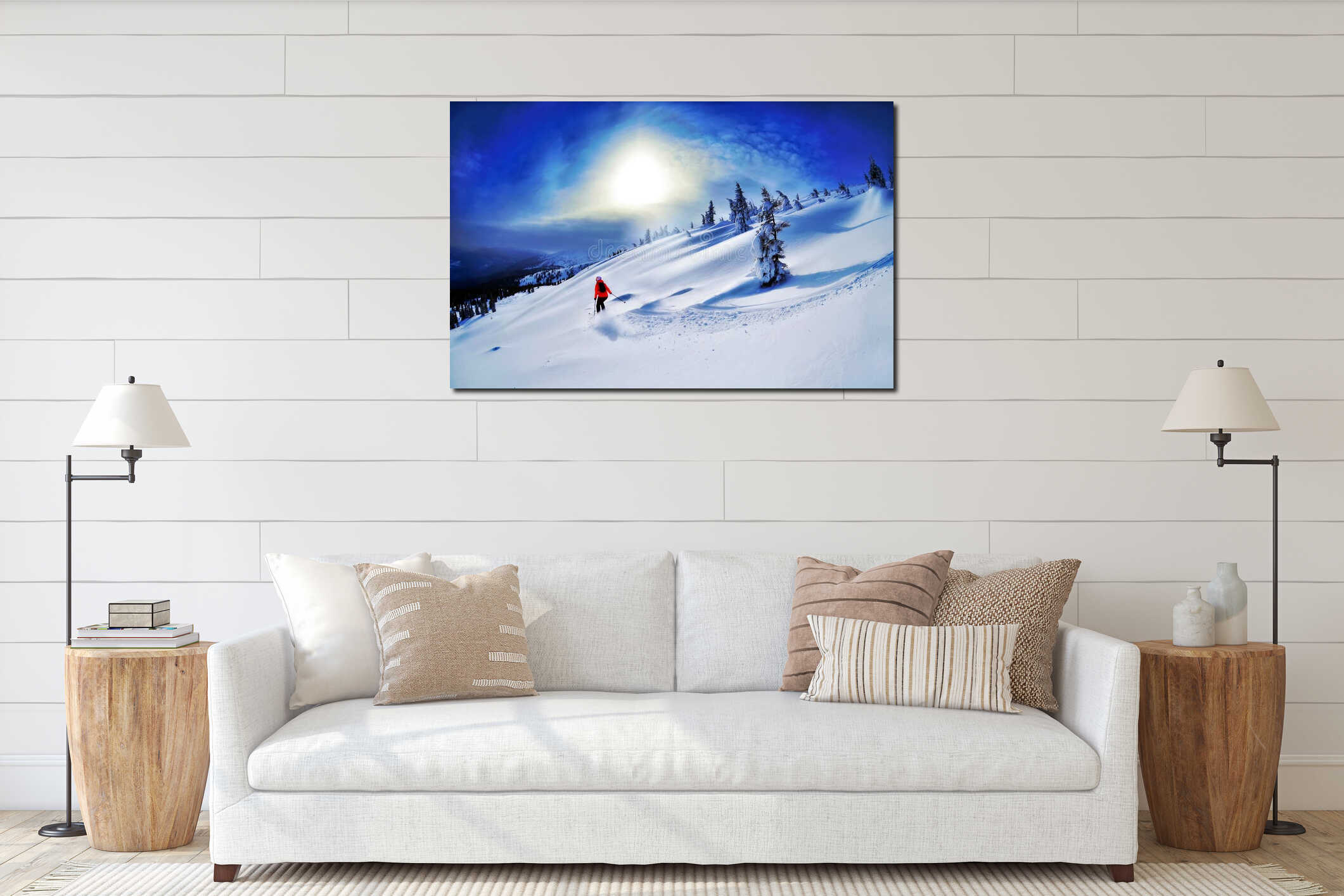 Canvas hanging interior mockup