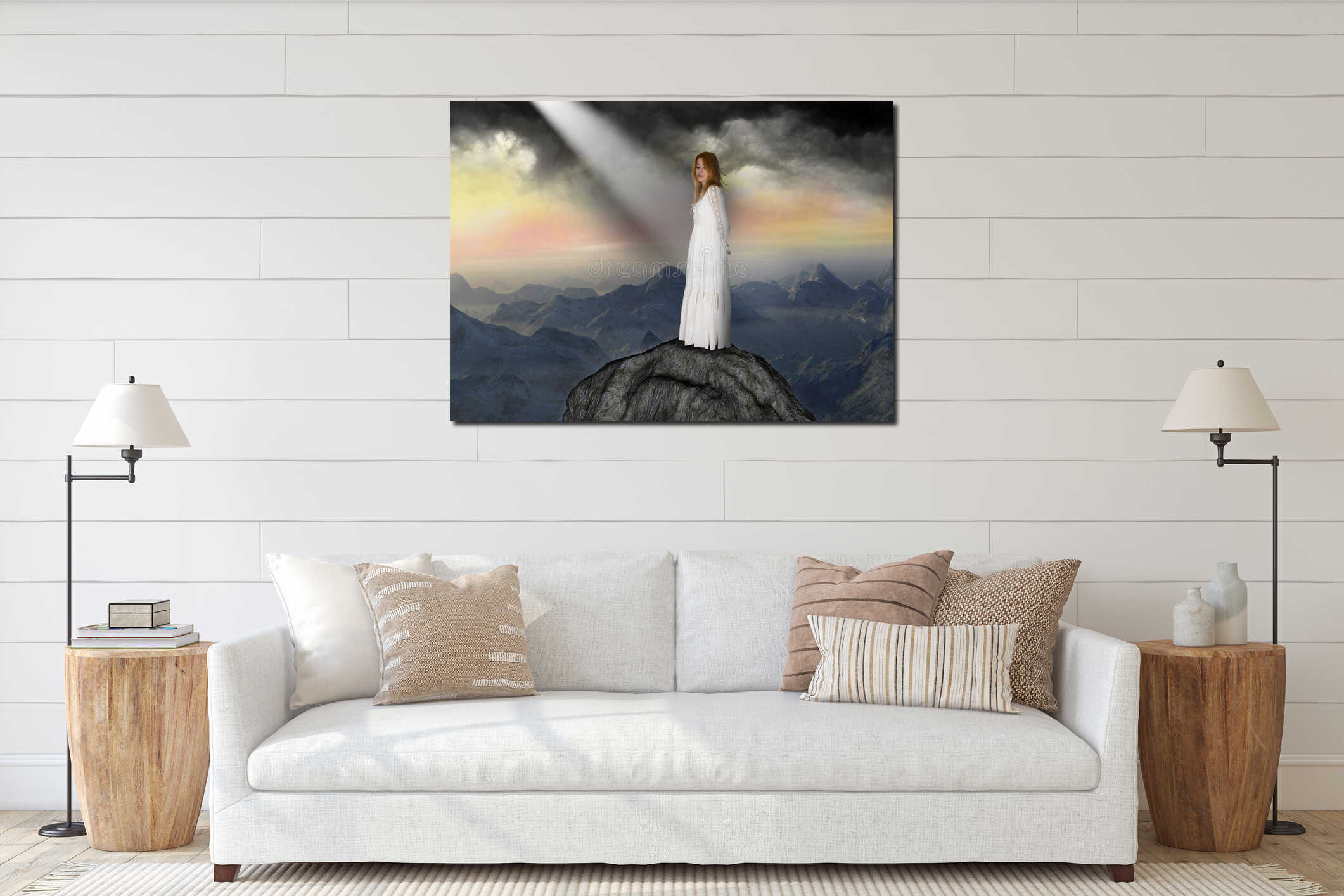 Canvas hanging interior mockup