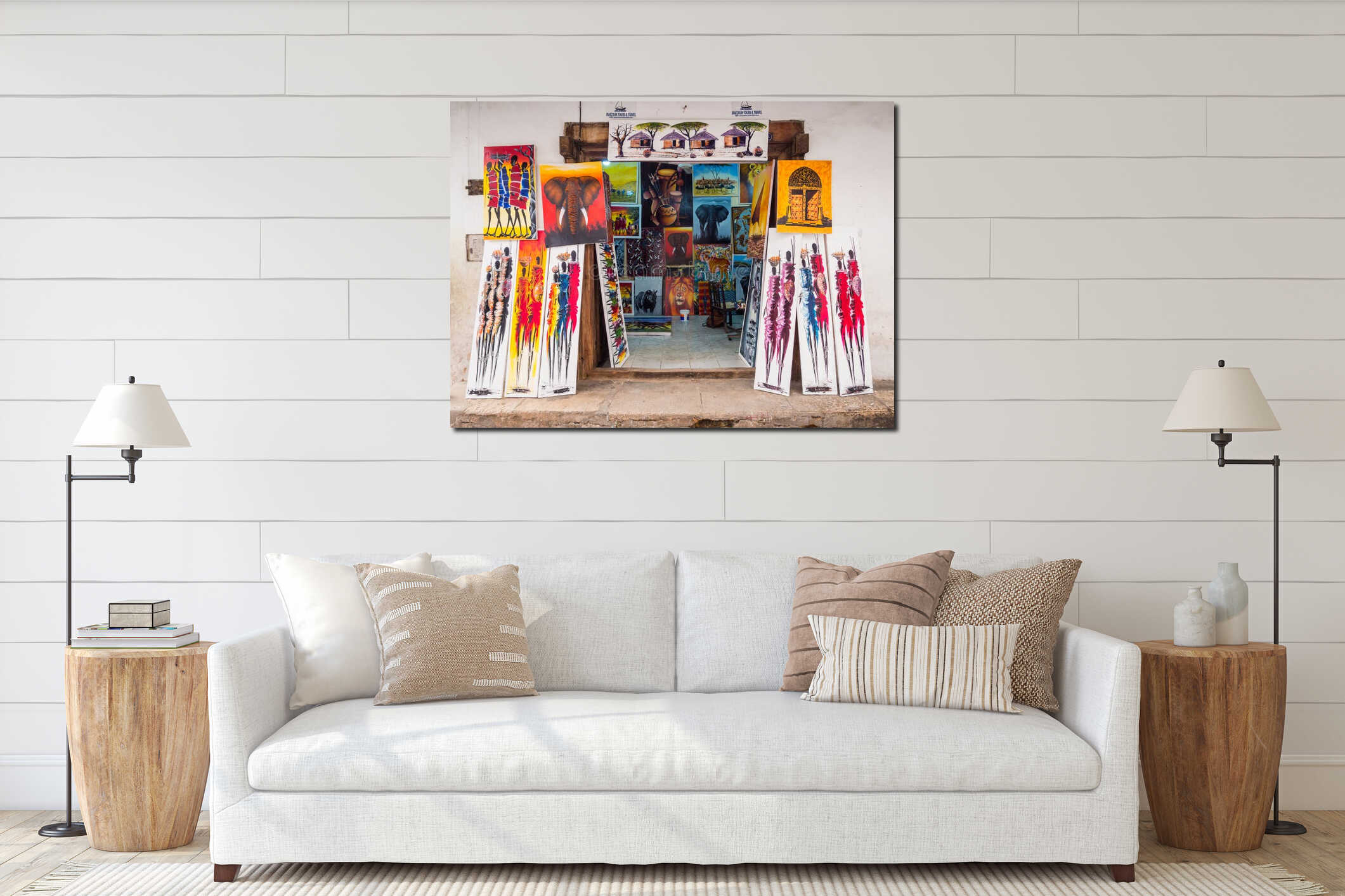 Canvas hanging interior mockup