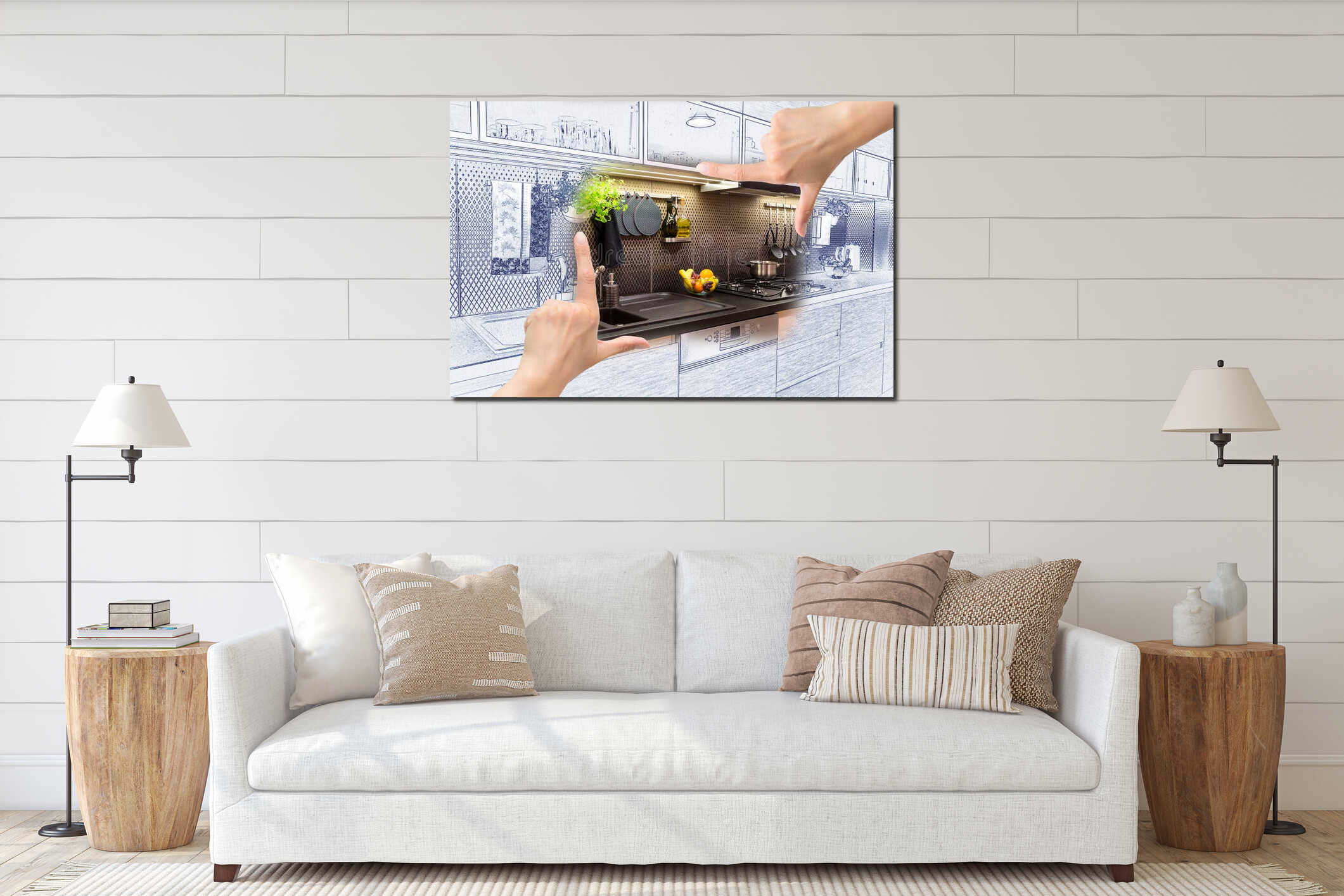 Canvas hanging interior mockup