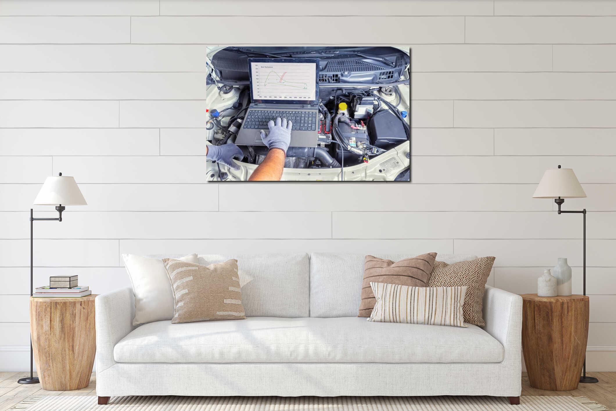 Canvas hanging interior mockup