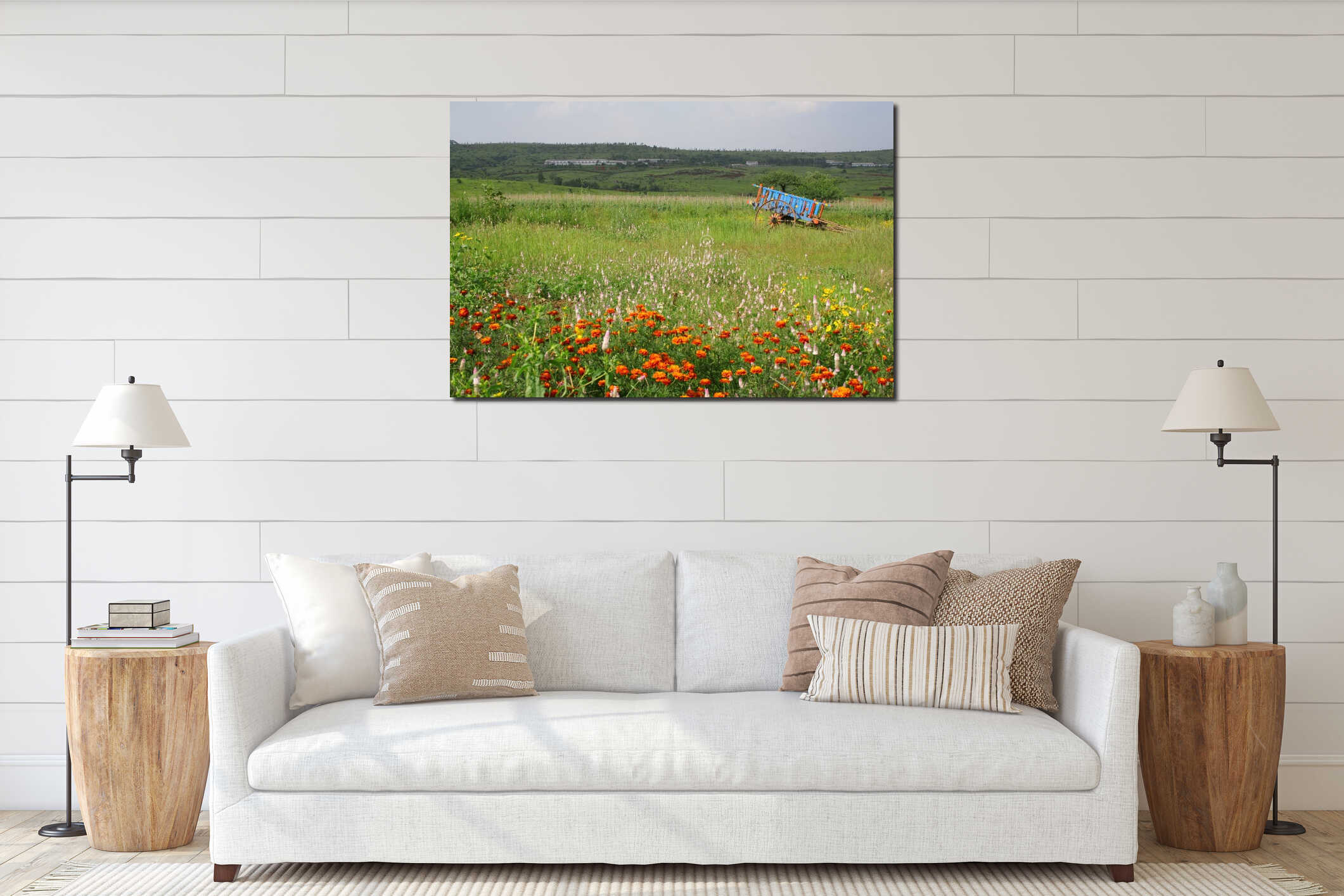 Canvas hanging interior mockup