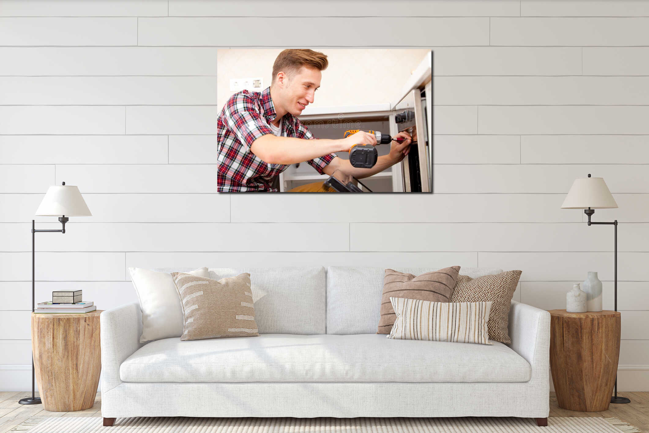 Canvas hanging interior mockup