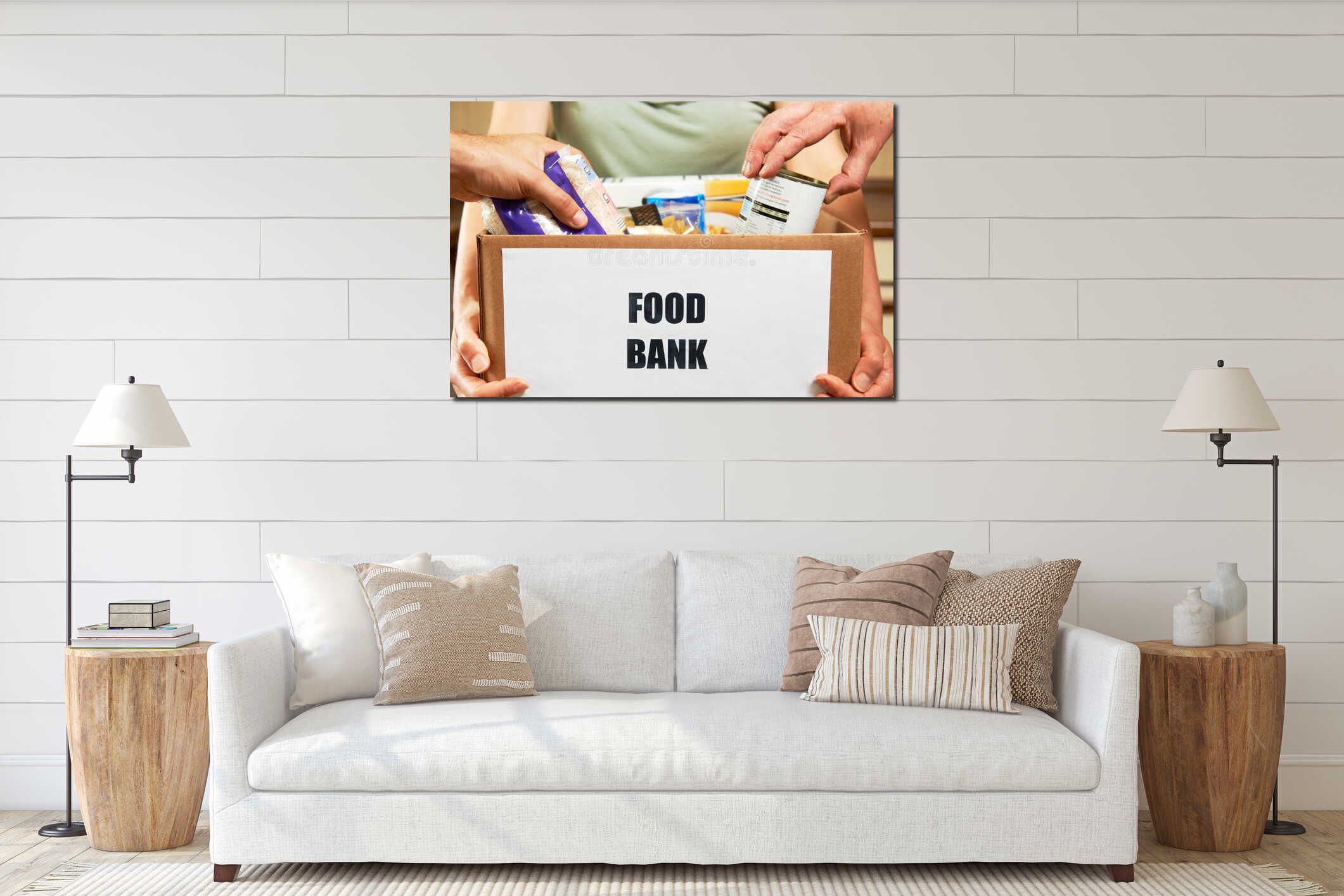Canvas hanging interior mockup